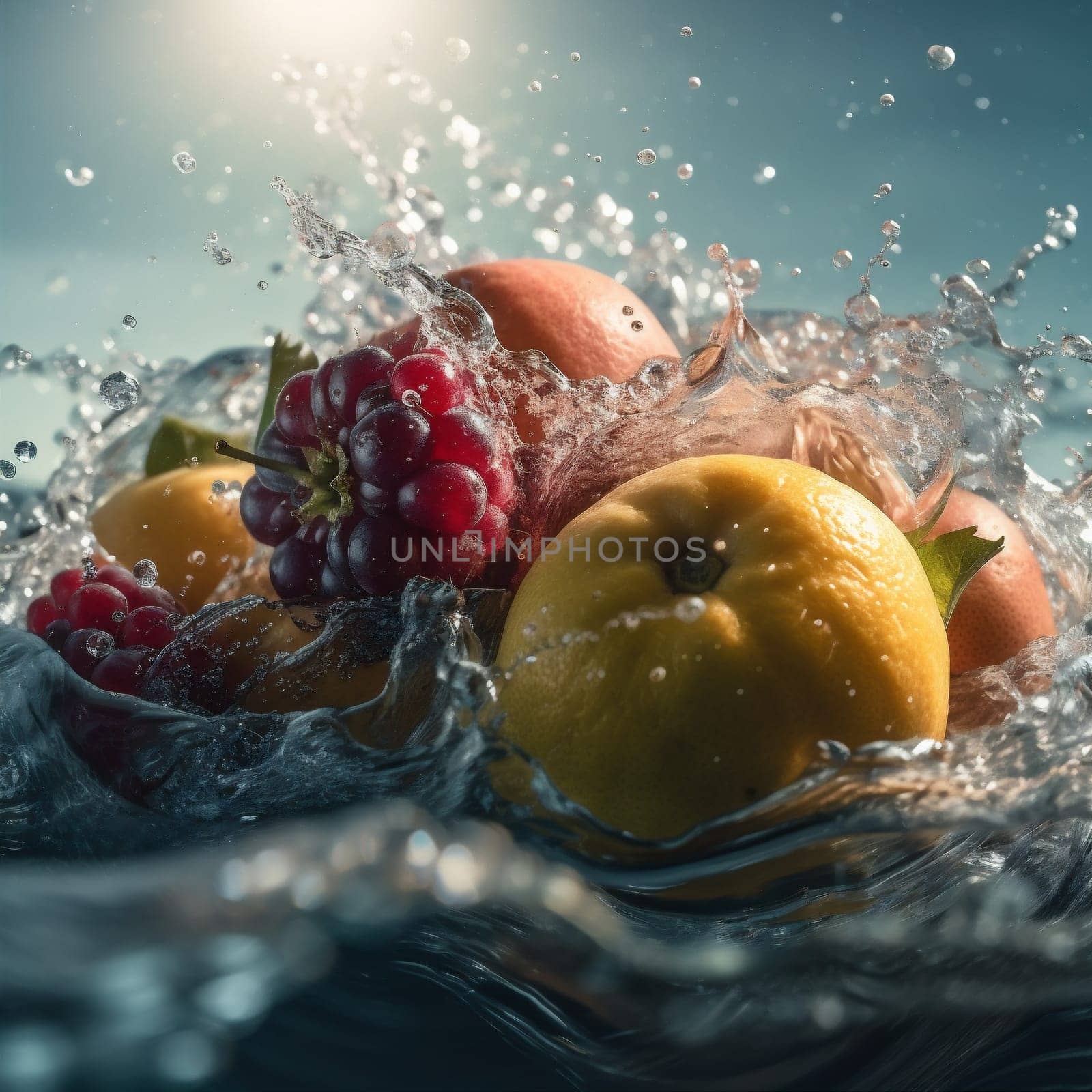 delicious vitamin fruit background green food fresh strawberry water healthy drop. Generative AI. by SHOTPRIME