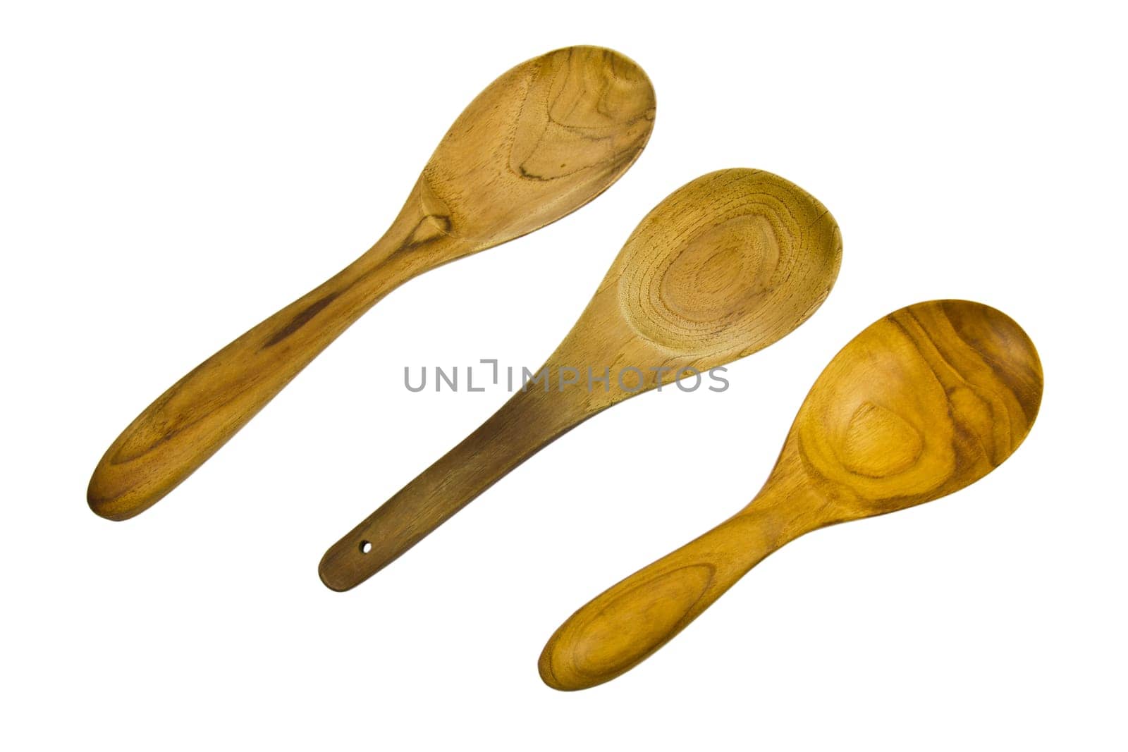 Wooden spoon white background by Kritsana