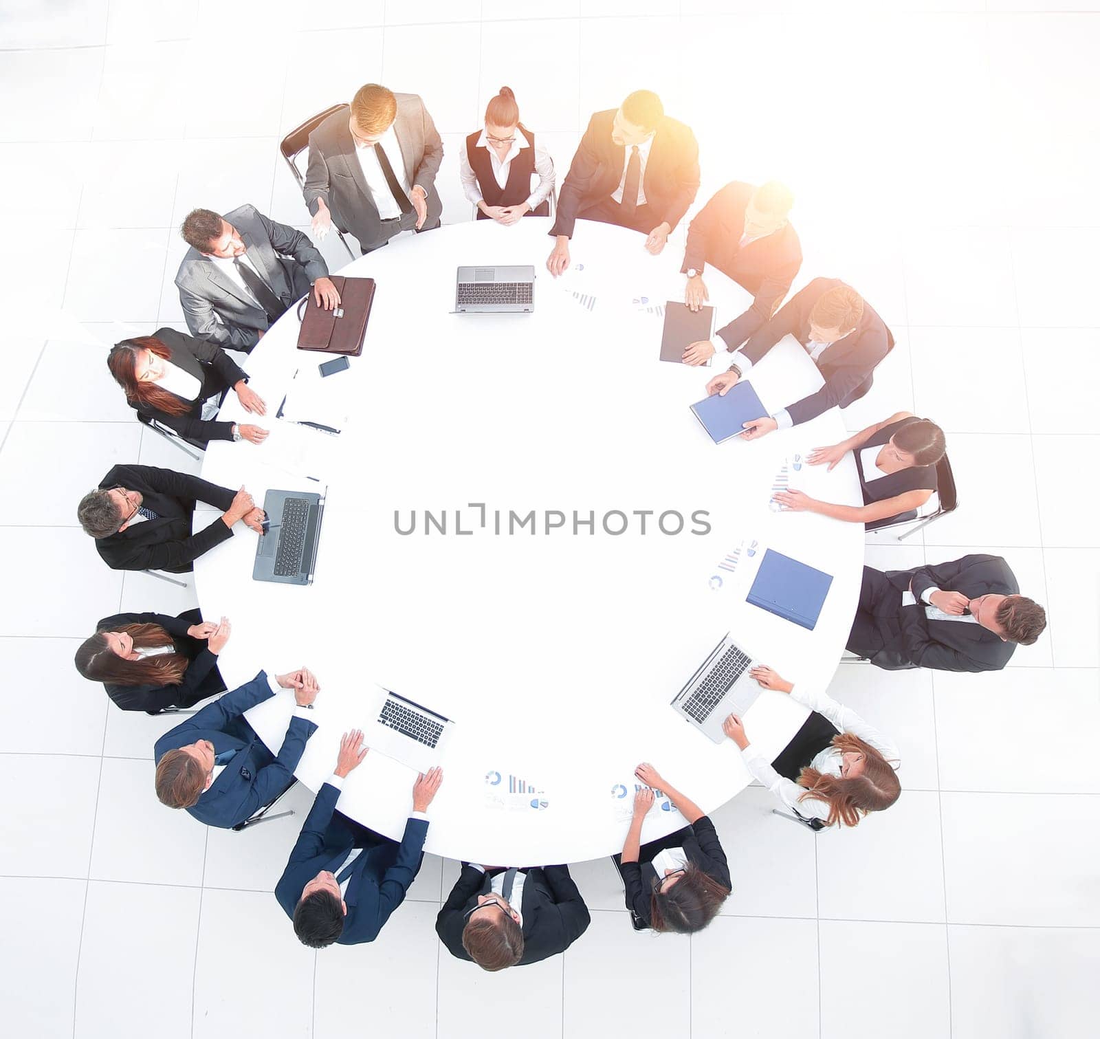 view from the top.meeting of shareholders of the company at the round - table. by asdf