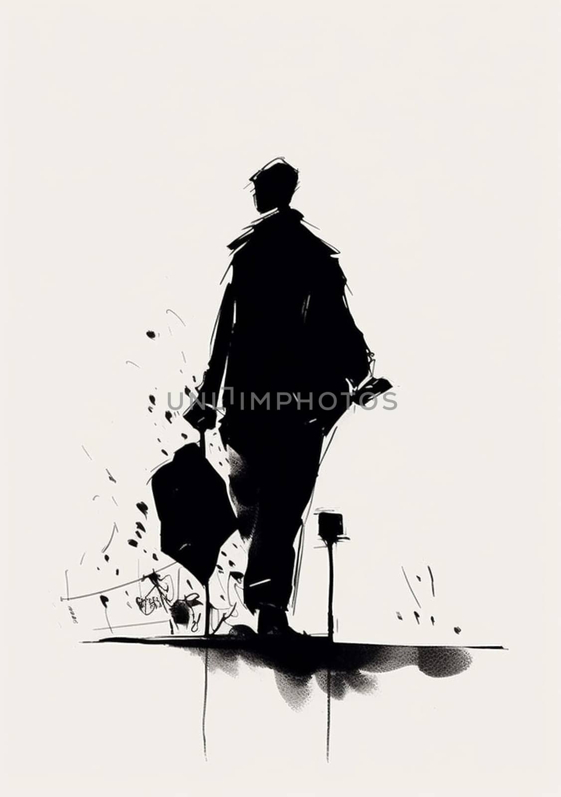 model woman man retro drawing ink isolated love illustration silhouette design black. Generative AI. by SHOTPRIME