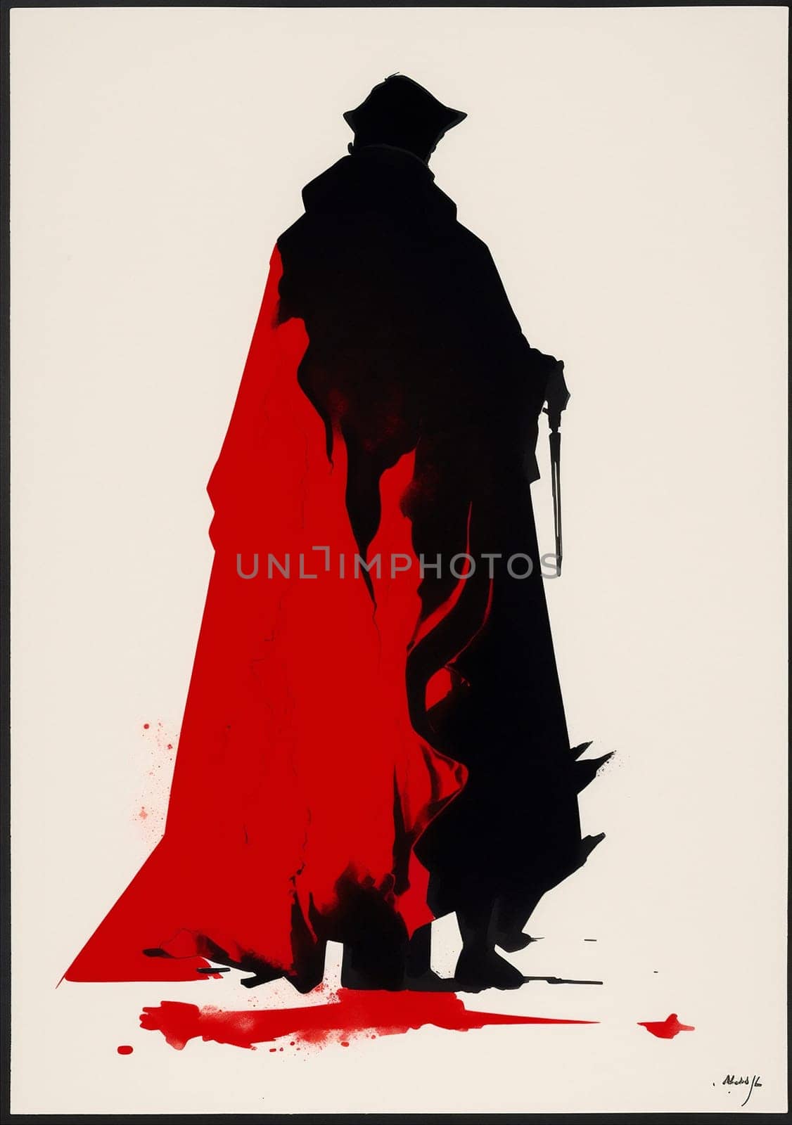 retro woman man black halloween cartoon drawing standing adult design haunted graphic business model bat horror background success ink illustration silhouette isolated. Generative AI.