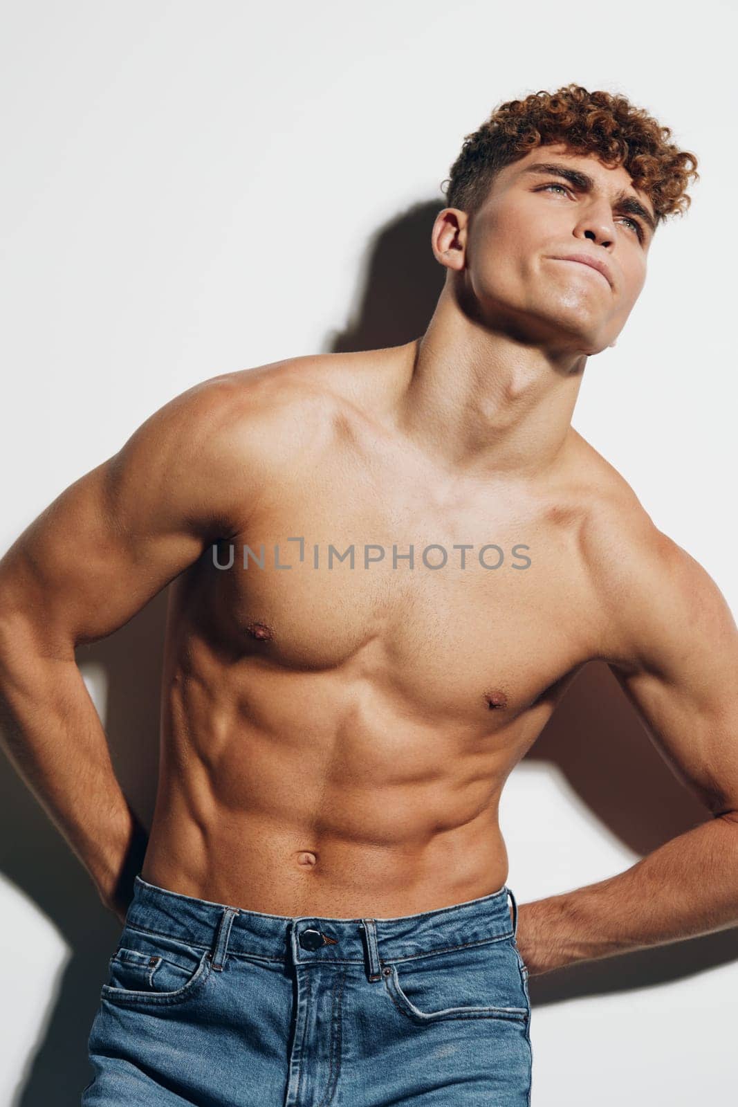 man smile male fitness health handsome healthy naked young torso by SHOTPRIME