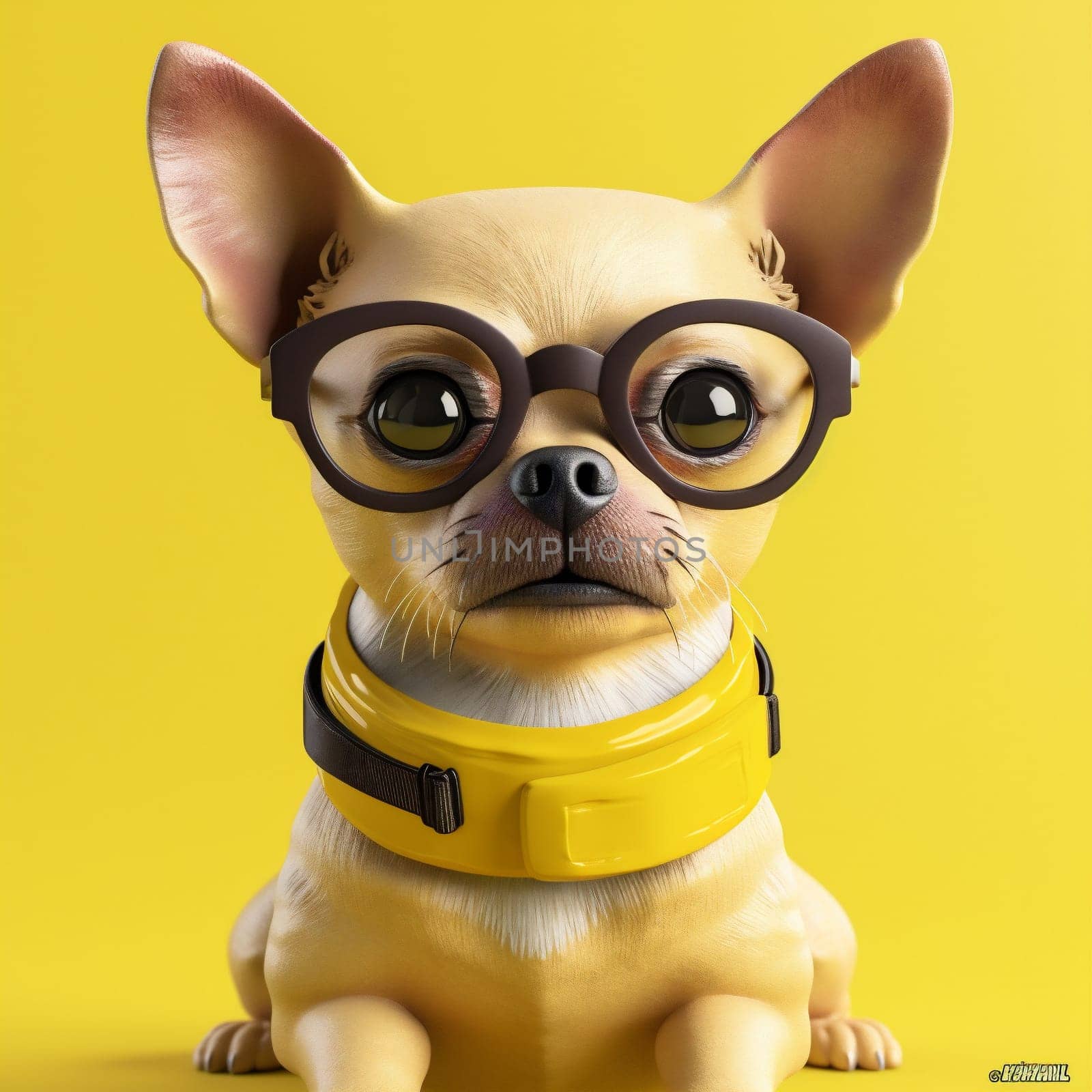 dog yellow puppy cute background animal portrait canine glasses chihuahua pet. Generative AI. by SHOTPRIME