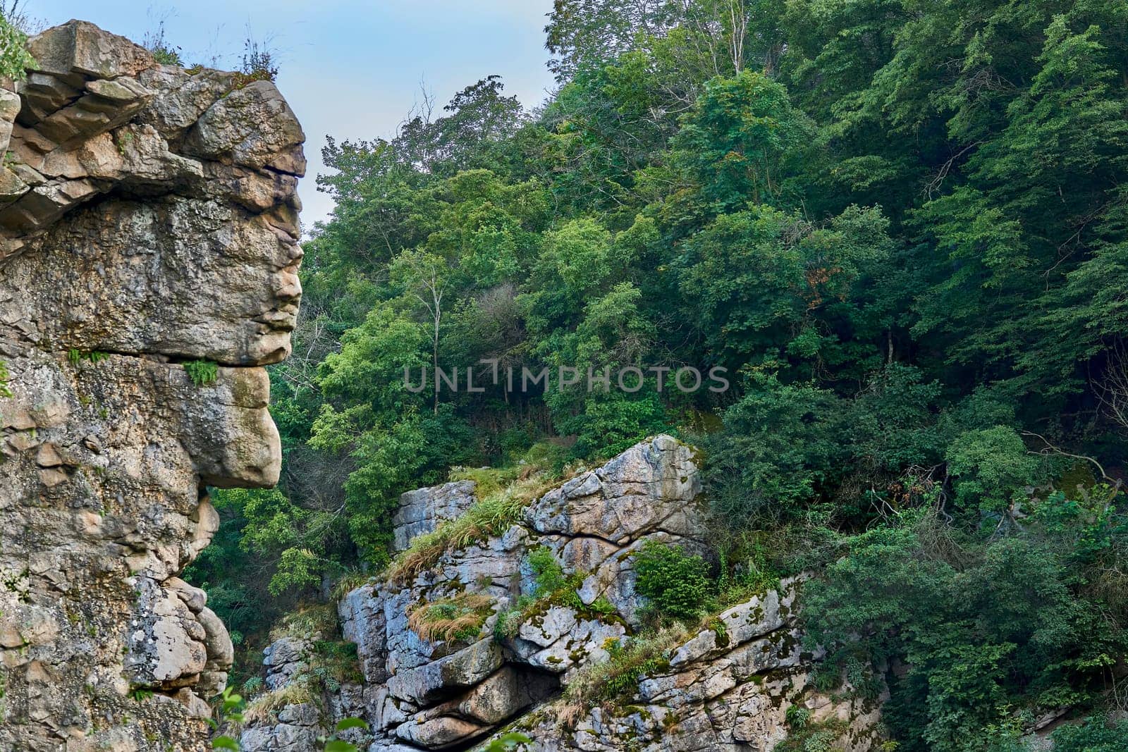 a steep rock face, especially at the edge of the sea