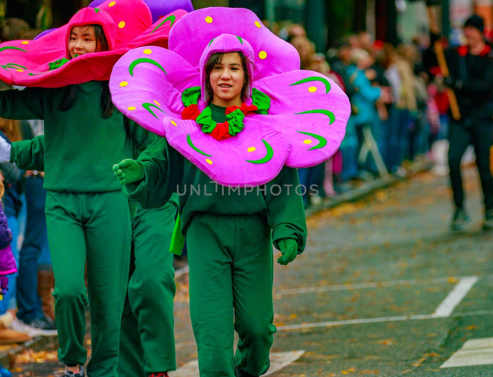 Portland, Oregon, USA - November 25, 2016: Costumed characters march in the annual My Macy's holiday Parade across Portland Downtown.