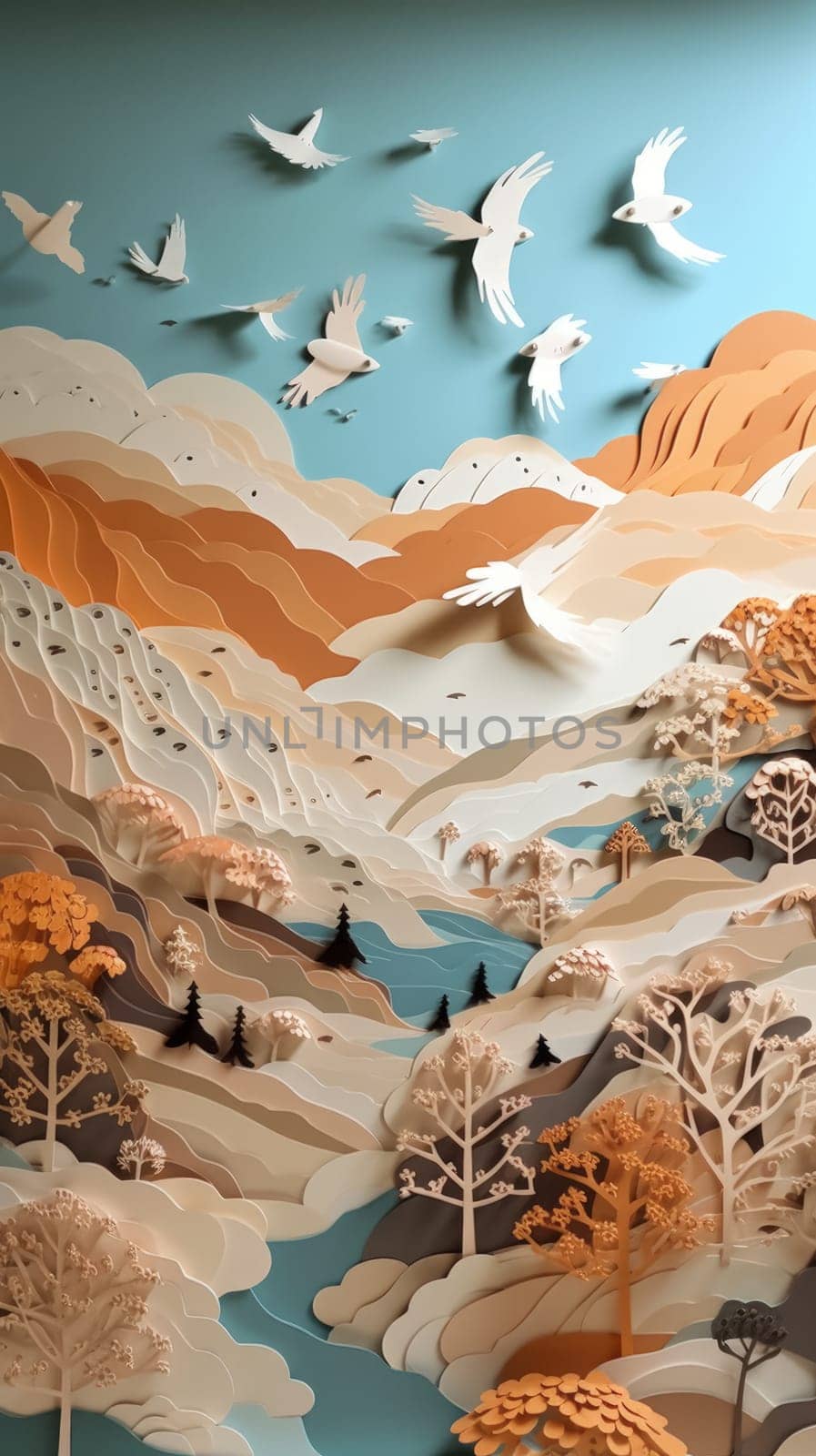 Beautiful colorful paper cut art design. Generative AI by nateemee
