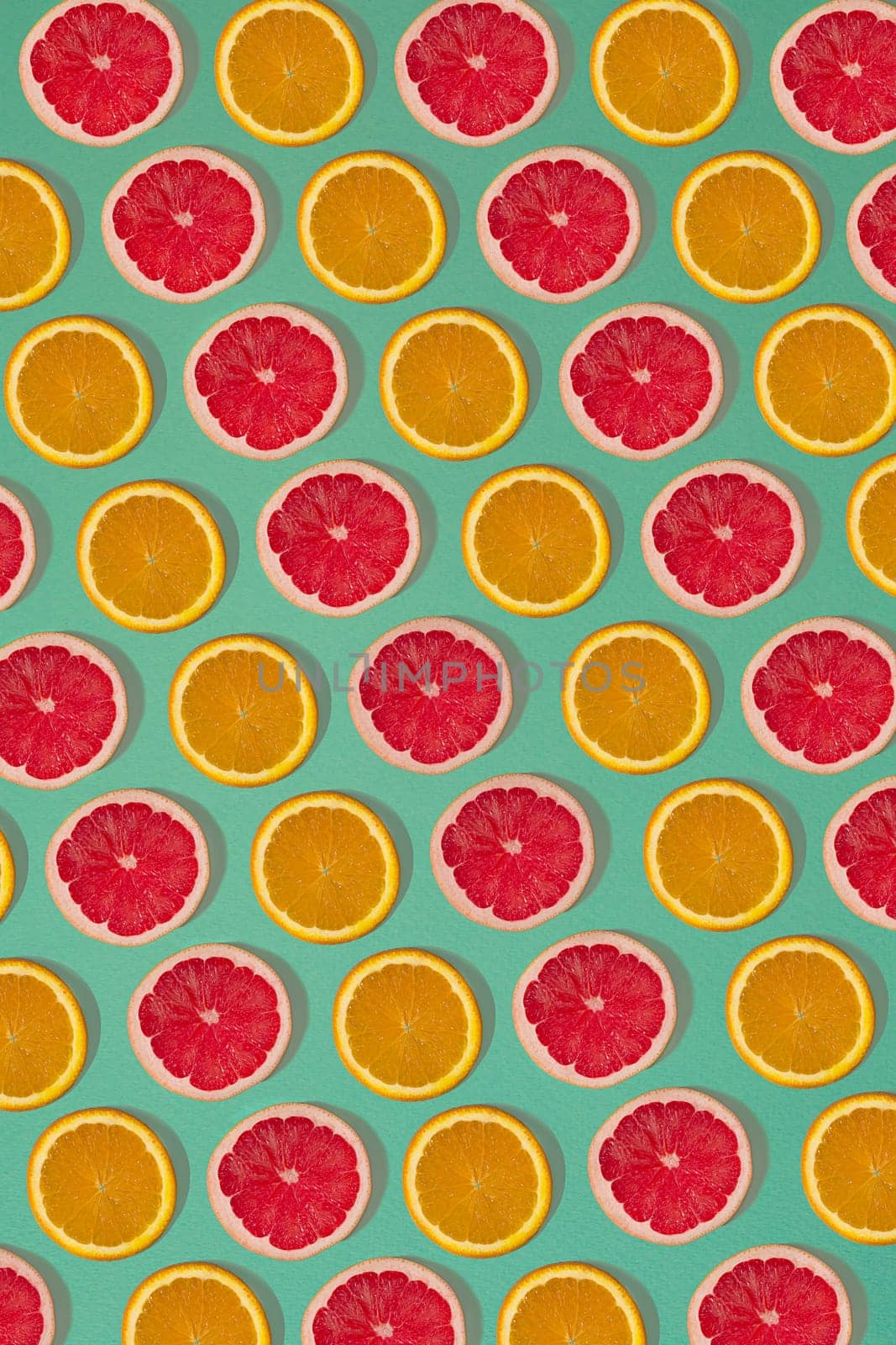 Fruit citrus seamless pattern. Orange and grapefruit tile texture.