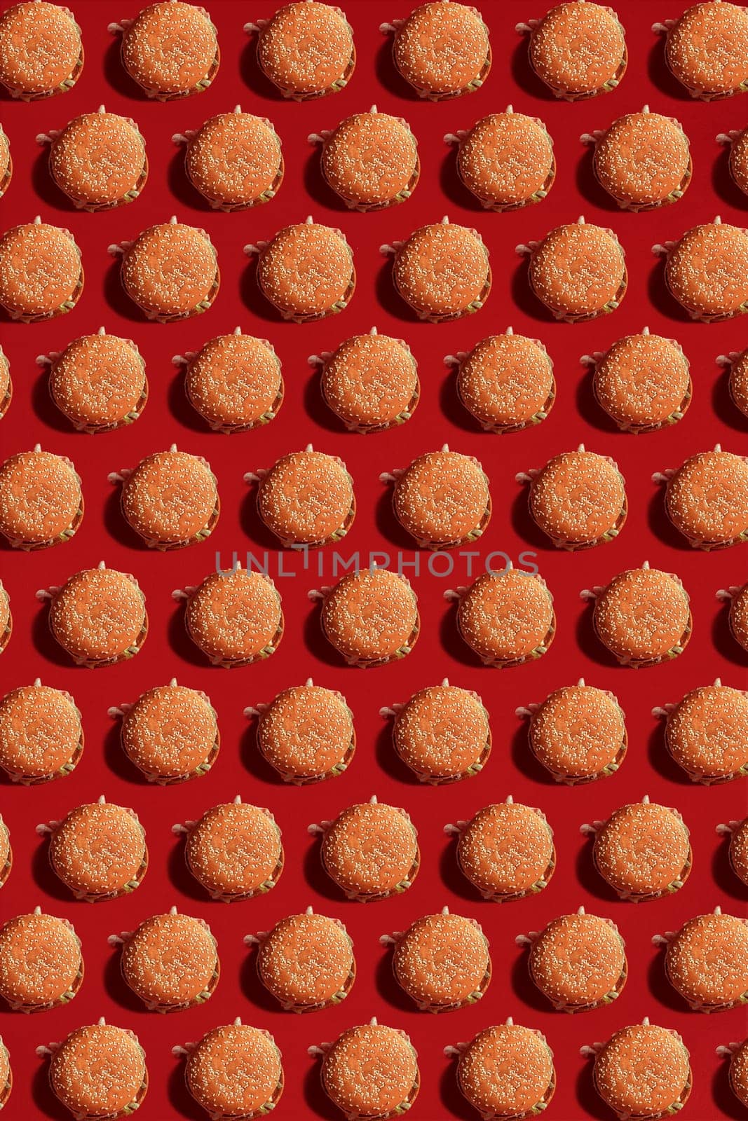 Close Up to Burgers, High Calorie Junk Food, Background. Pattern