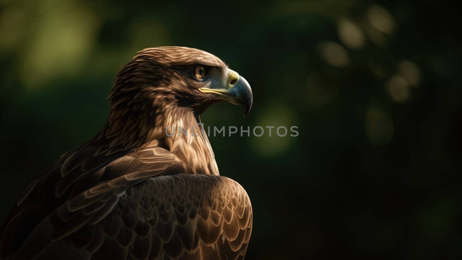 A close-up portrait of a steppe eagle. Generative AI.