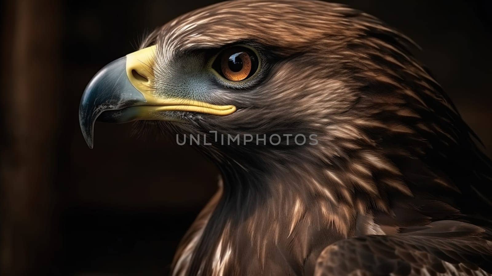 A close-up portrait of a steppe eagle. Generative AI.