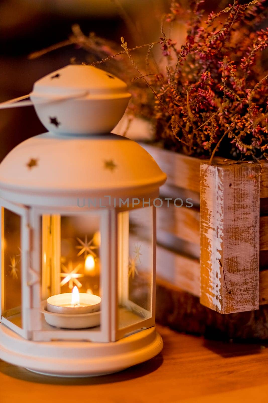 Autumnal decorated terrace.Autumn arrangement mood