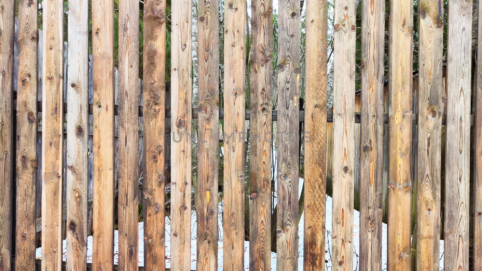 Fence made of wooden slats as Location, Background, texture, copy of space, frame. Abstract natural graphic resource