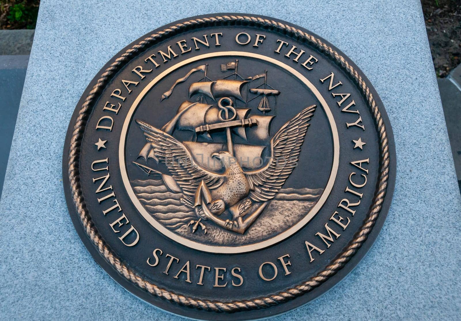 SAVANNAH, USA - DECEMBER 02, 2011: Department of the Army logo on the monument in the city of Savannah