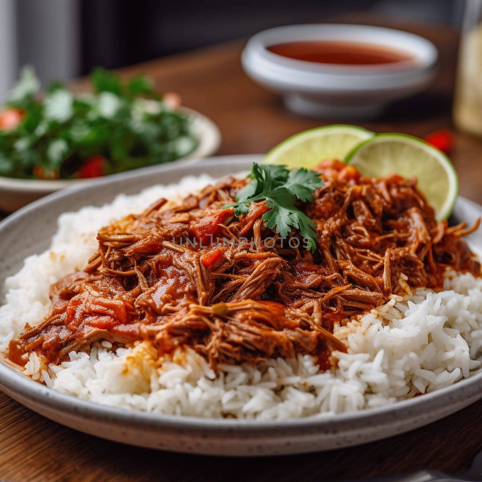 Cuban Ropa Vieja in a Cozy and Inviting Home Kitchen Scene by Sahin