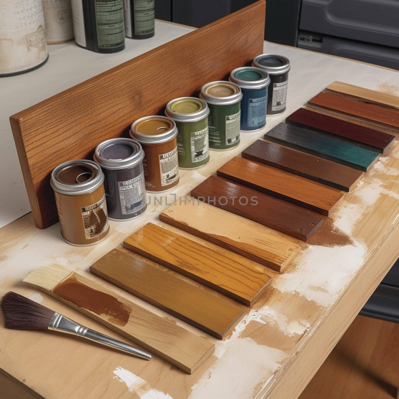 This woodworking finishes showcase image highlights the different types of finishes used in woodworking, including stains, varnishes, and paints. The proper lighting and composition techniques emphasize the different colors and textures of each finish, showcasing the variety and beauty of woodworking finishes.