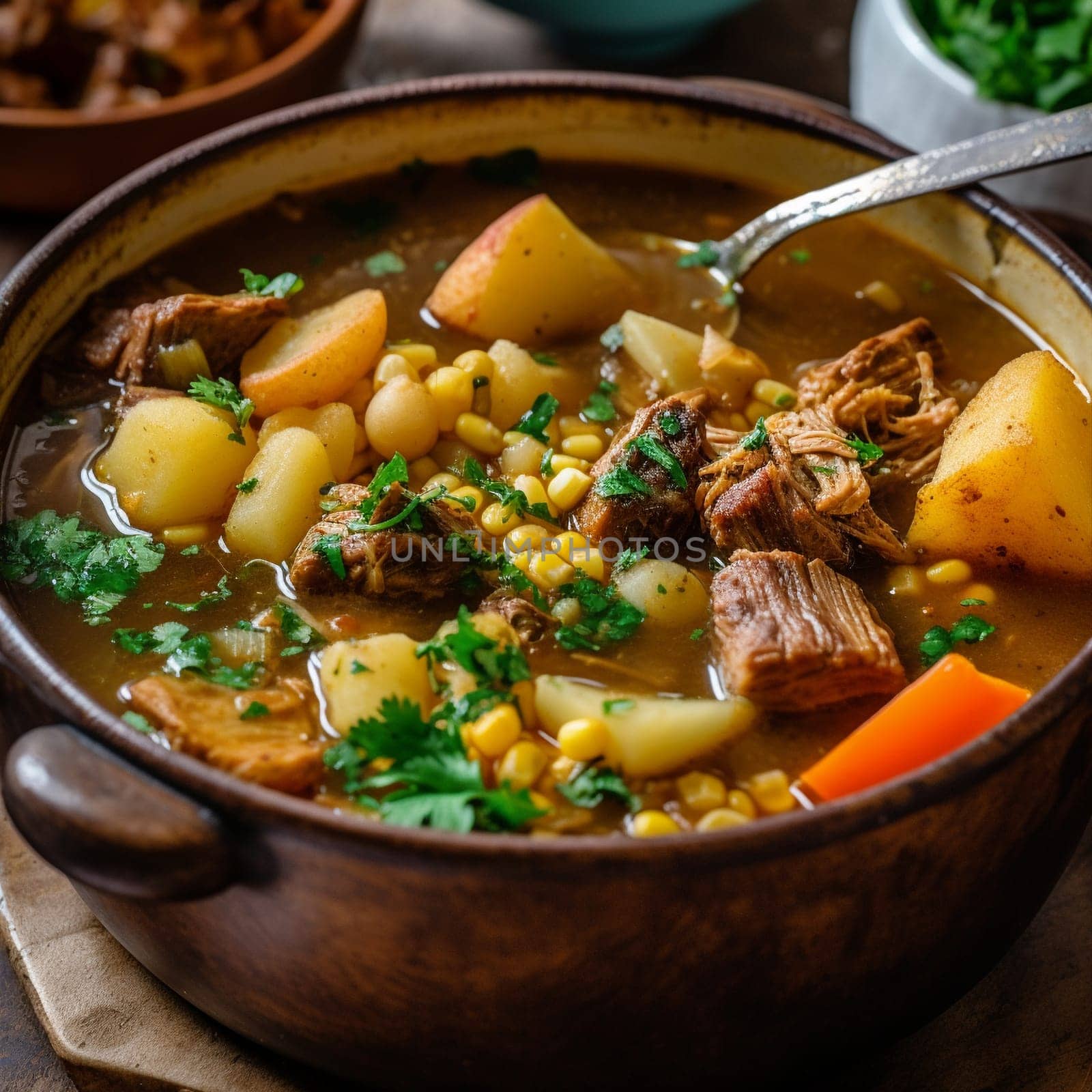 Panamanian Sancocho: Comforting and Flavorful Meat and Vegetable Stew with Rice or Bread by Sahin