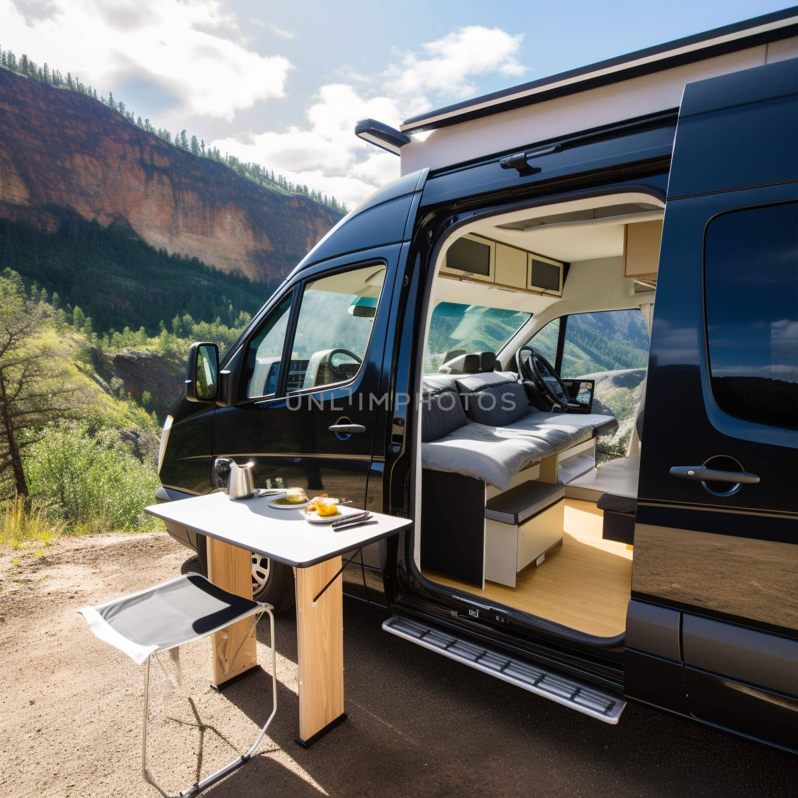 Sleek Camper Van on a Scenic Overlook by Sahin