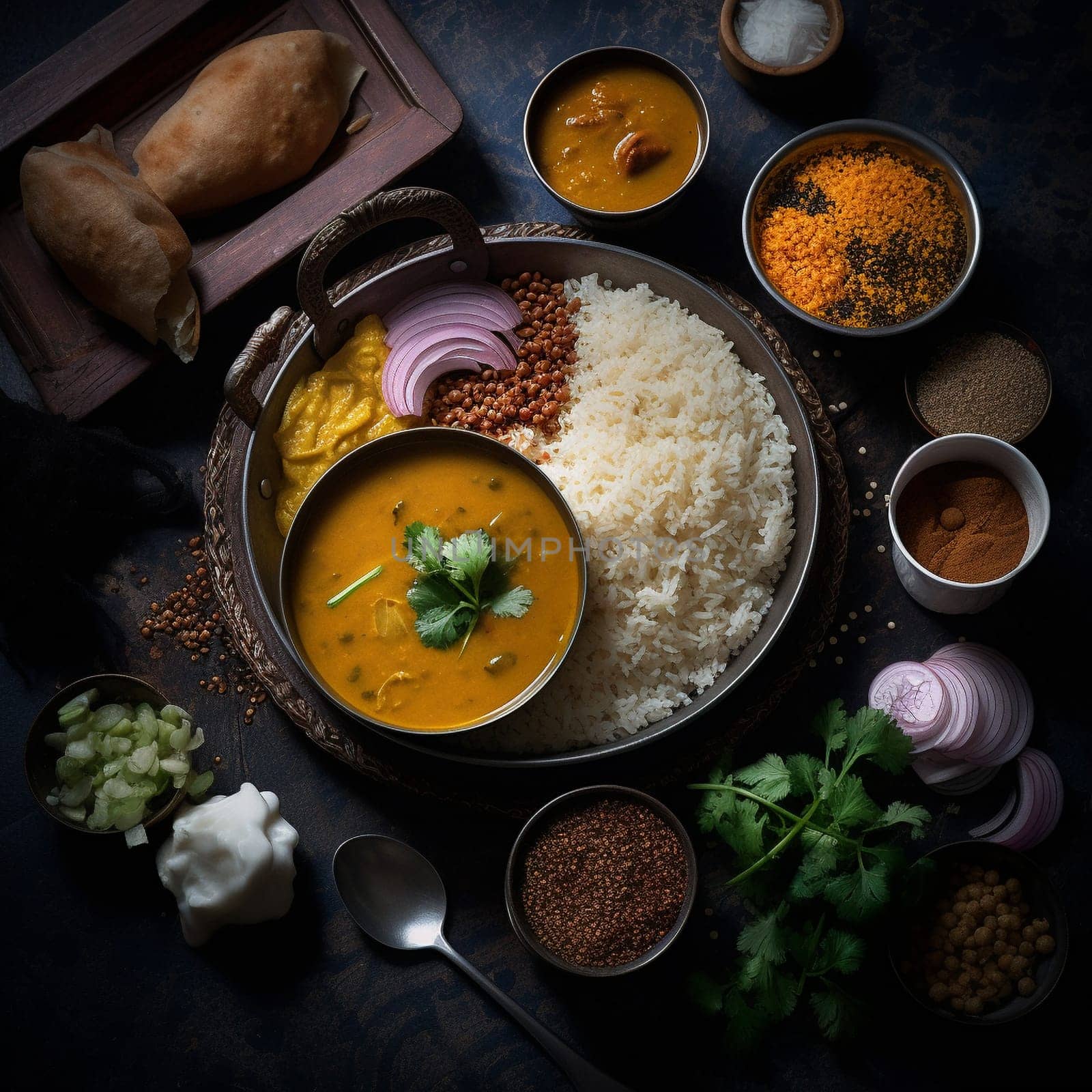 Fragrant Close-up Shot of Nepalese Dal Bhat by Sahin