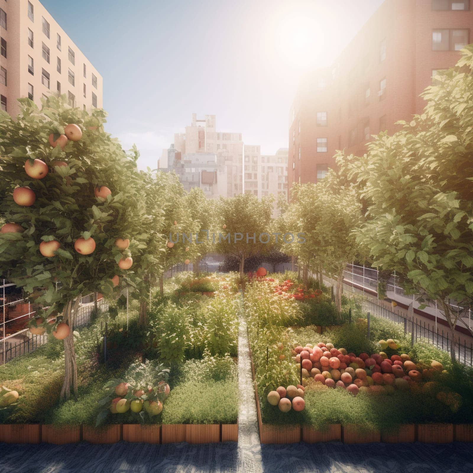 This image captures the sense of abundance and sustainability that comes from an orchard growing in the heart of the city, filled with fruit trees bursting with apples, pears, and other delicious fruits. The orchard is a testament to the possibilities of growing your own food in the city, and the image conveys the sense of pride and satisfaction that comes from harvesting your own fruit in an urban environment.