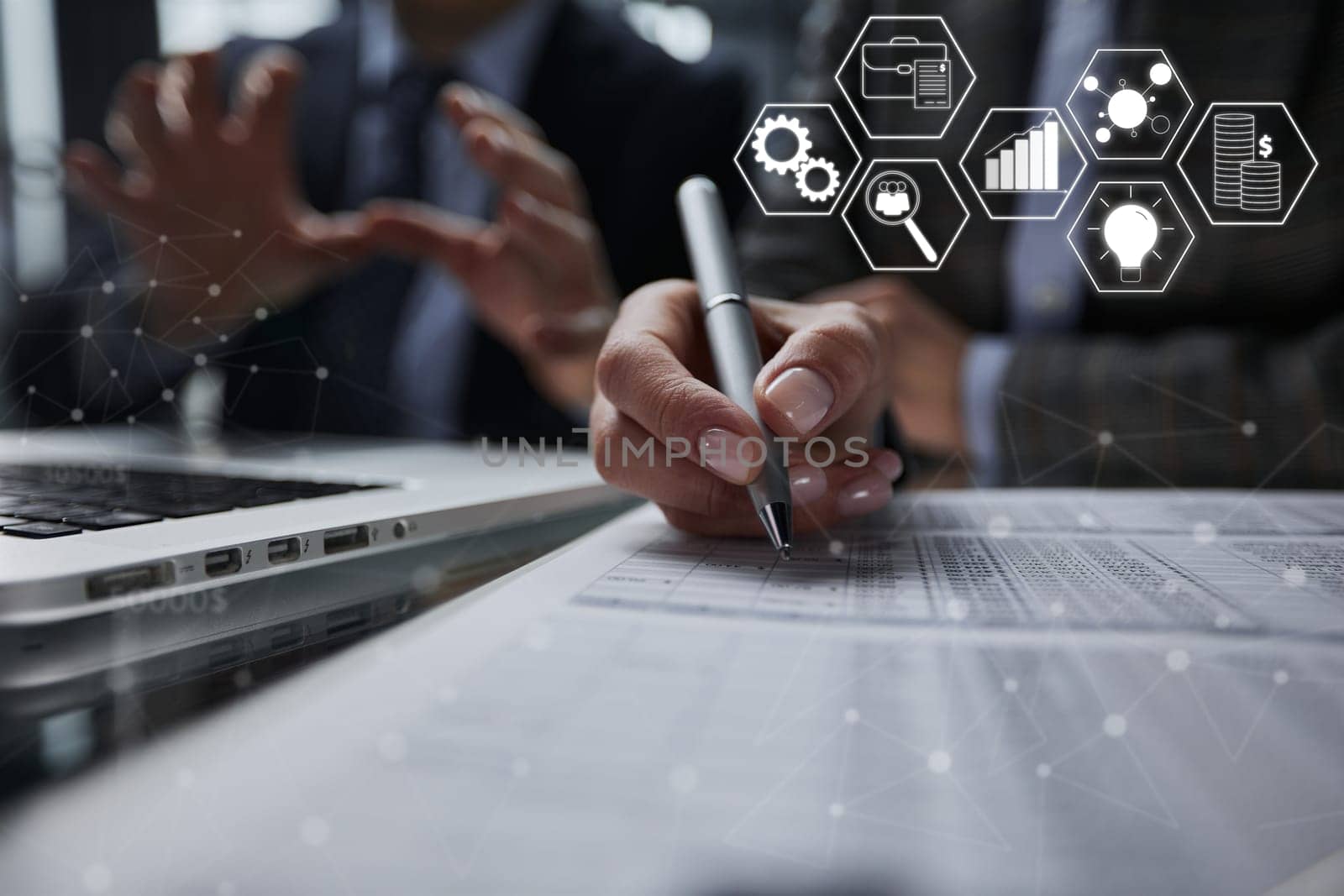 analyzing income charts and graphs. Close up.Business analysis and strategy concept.