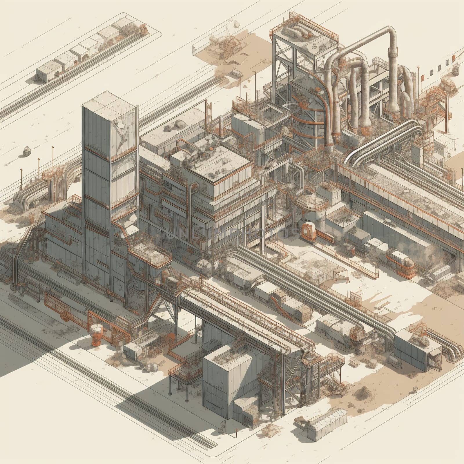 Explore the intricate technology and infrastructure involved in waste-to-energy facilities with this image of a large waste-to-energy plant. The complex network of machinery, conveyors and other equipment are all designed to help turn waste into clean, renewable energy.
