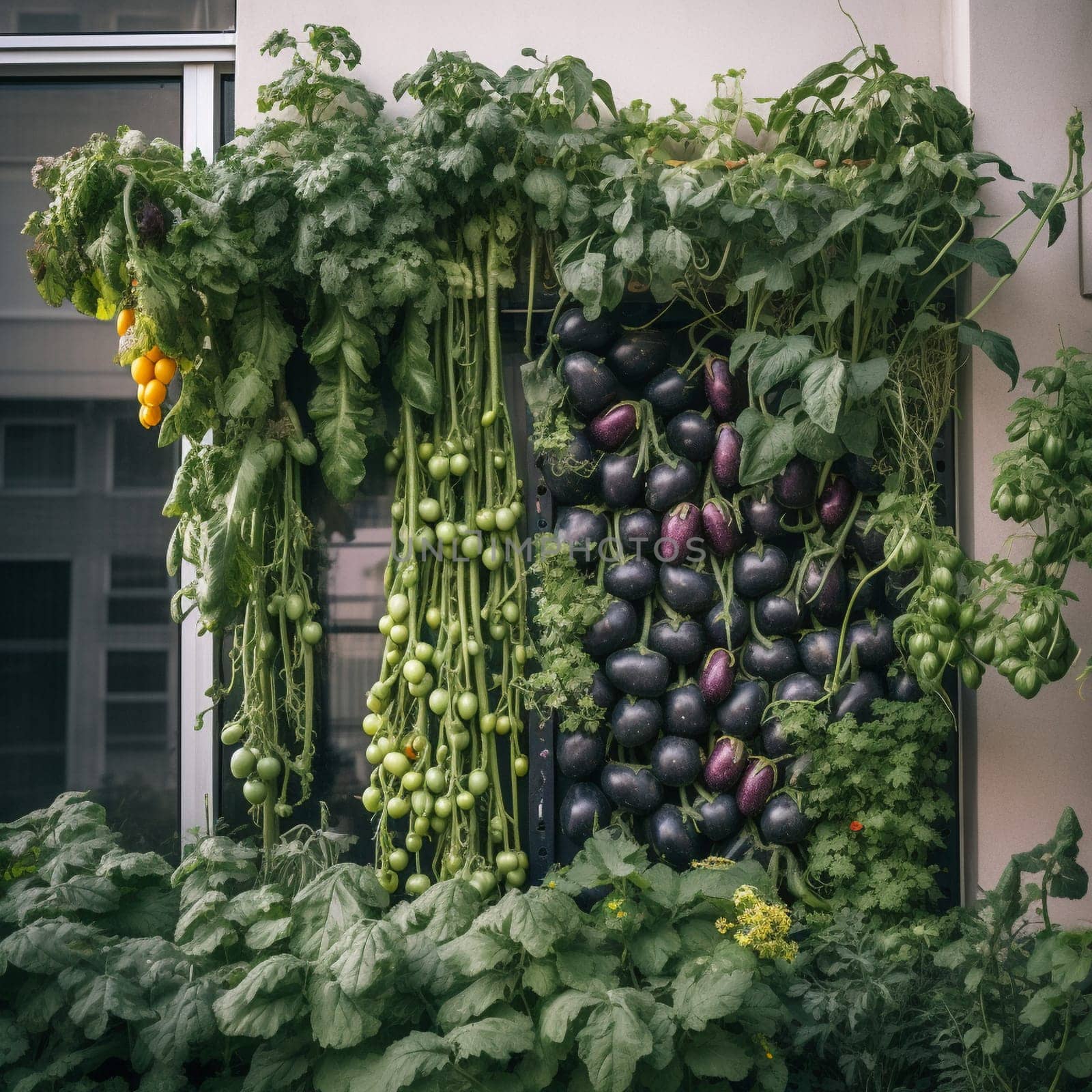 This image captures the sense of innovation and creativity that comes from growing a garden vertically up the side of a building on a bustling city street. The garden is filled with vibrant plants and flowers that thrive in the urban environment. The image conveys the sense of beauty and possibility that comes from seeing something unexpected and unconventional growing in the heart of the city.