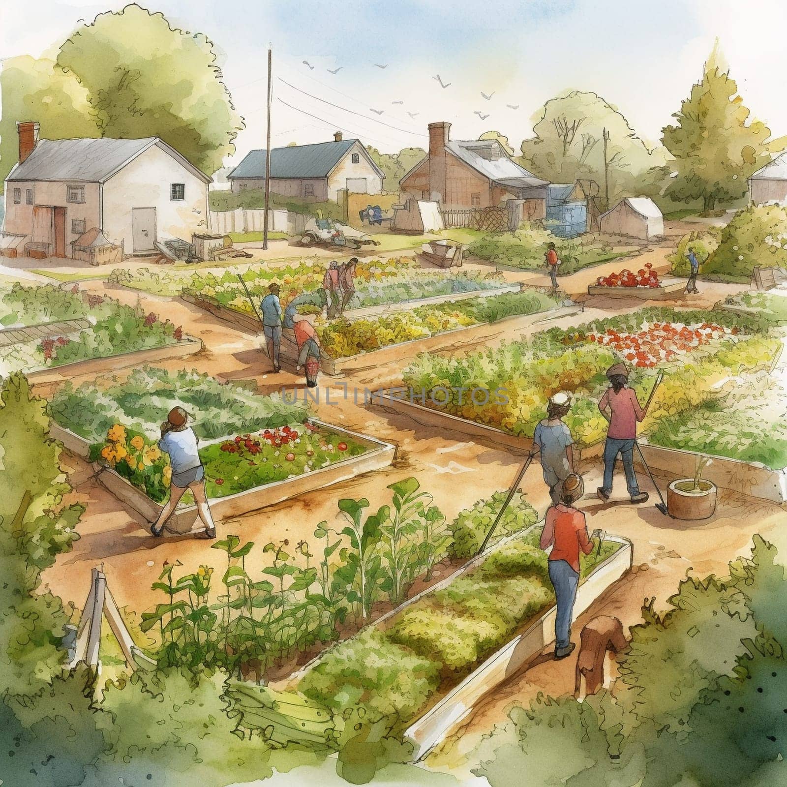 This image captures the sense of purpose and community that comes from a garden dedicated to serving a specific cause. The garden could be focused on providing fresh produce to food banks or educating people about sustainable farming practices, for example. The garden is filled with people of all ages and backgrounds, working together towards a common goal. The image conveys the sense of unity and shared mission that comes from working towards a cause that is greater than oneself.