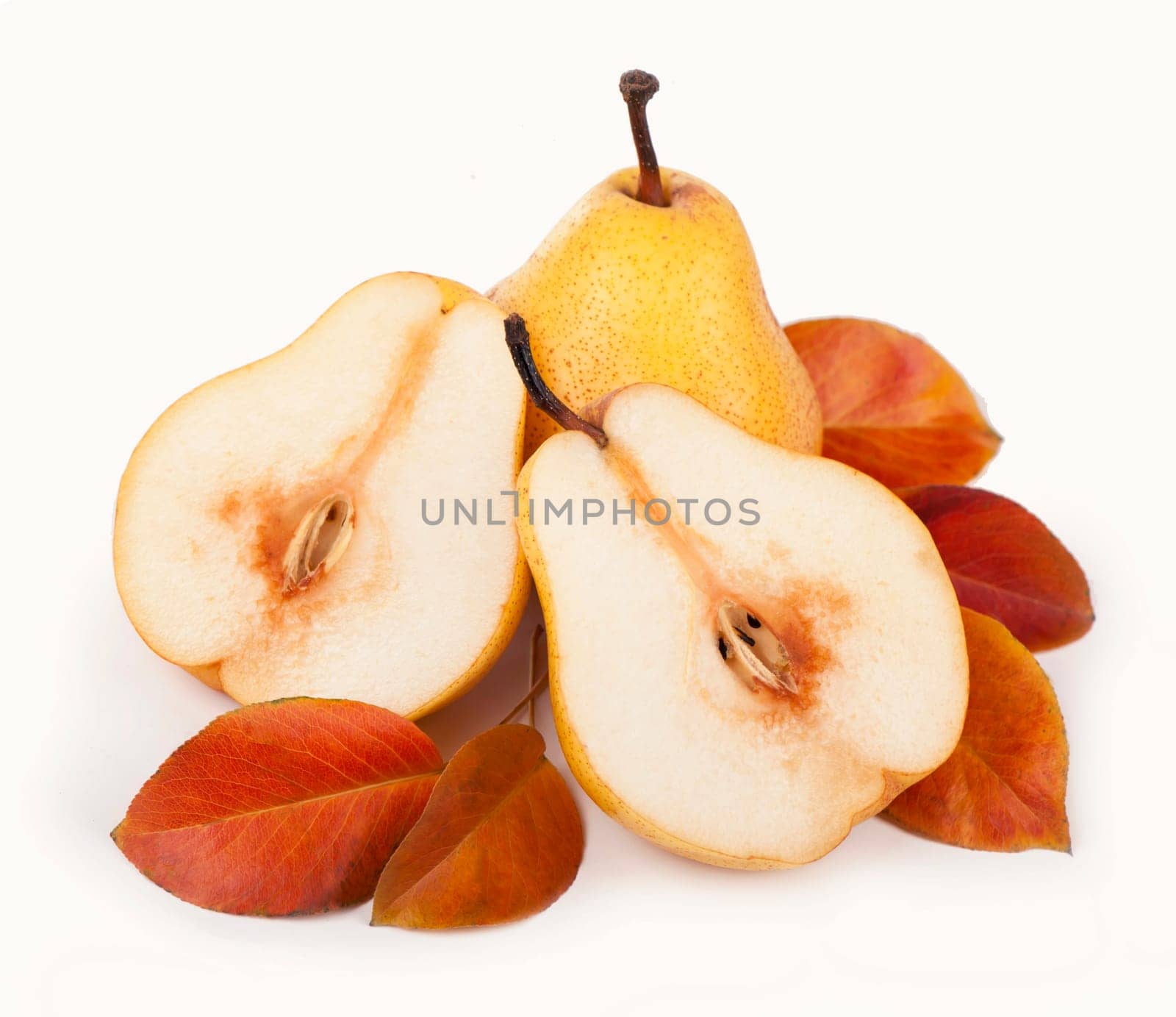 Fresh ripe pears isolated on white background