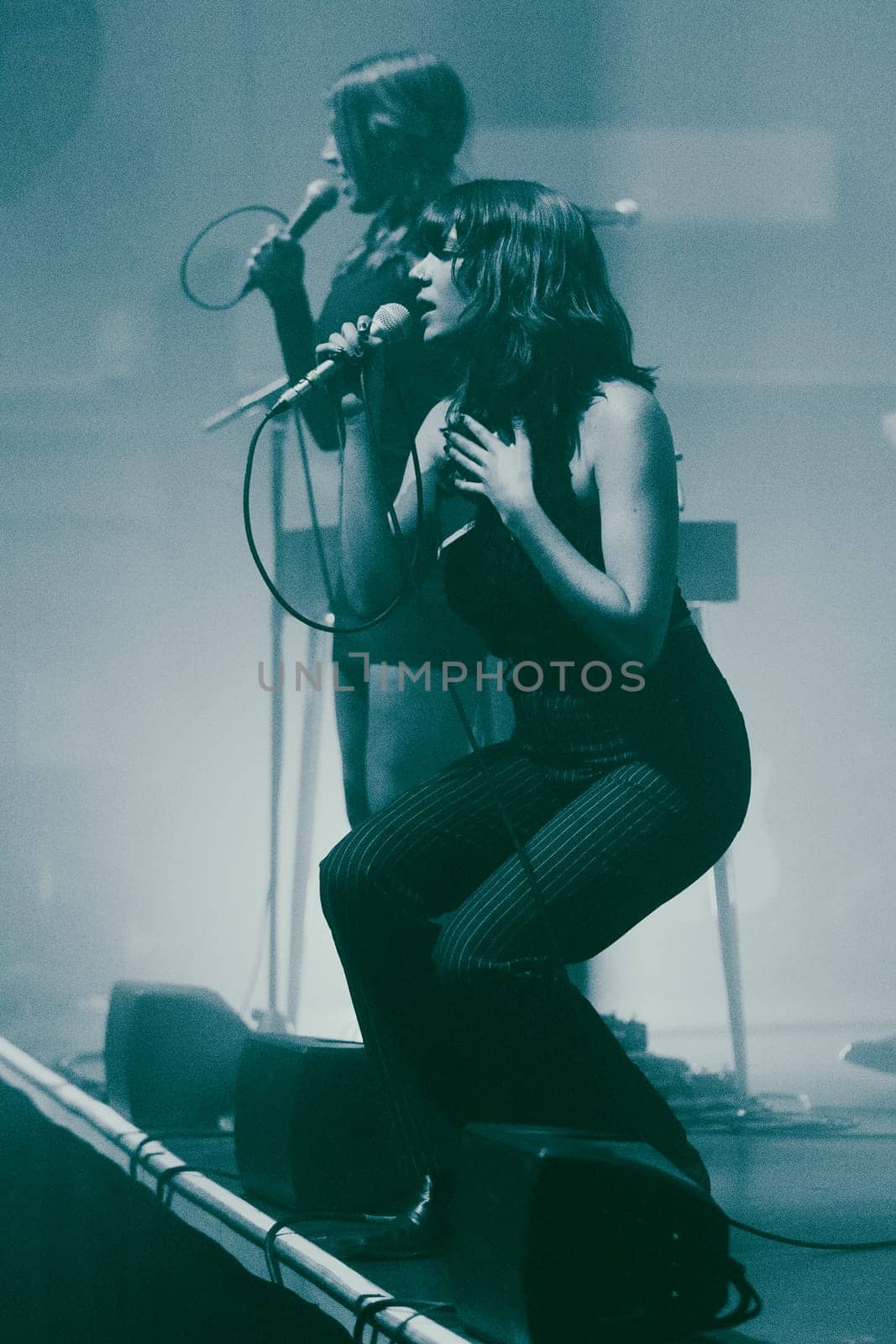 MELBOURNE, AUSTRALIA - MAY 5: Clews on stage with Australian music group Holy Holy as they perform their 'Messed Up' national tour at The Northcote Theatre on May 5 2023 in Melbourne, Australia