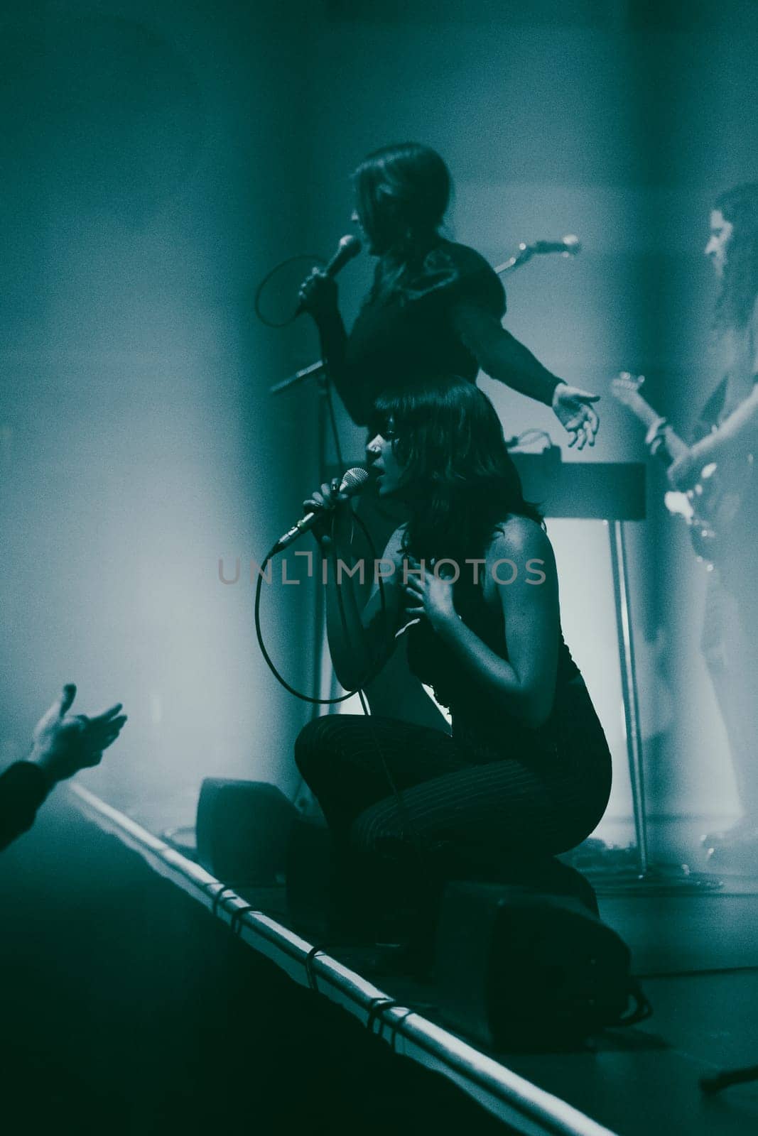 MELBOURNE, AUSTRALIA - MAY 5: Clews on stage with Australian music group Holy Holy as they perform their 'Messed Up' national tour at The Northcote Theatre on May 5 2023 in Melbourne, Australia