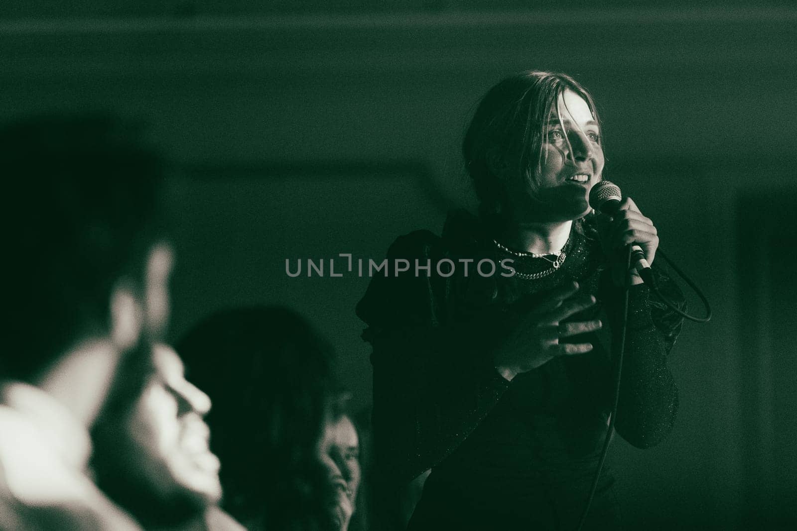 MELBOURNE, AUSTRALIA - MAY 5: Clews on stage with Australian music group Holy Holy as they perform their 'Messed Up' national tour at The Northcote Theatre on May 5 2023 in Melbourne, Australia