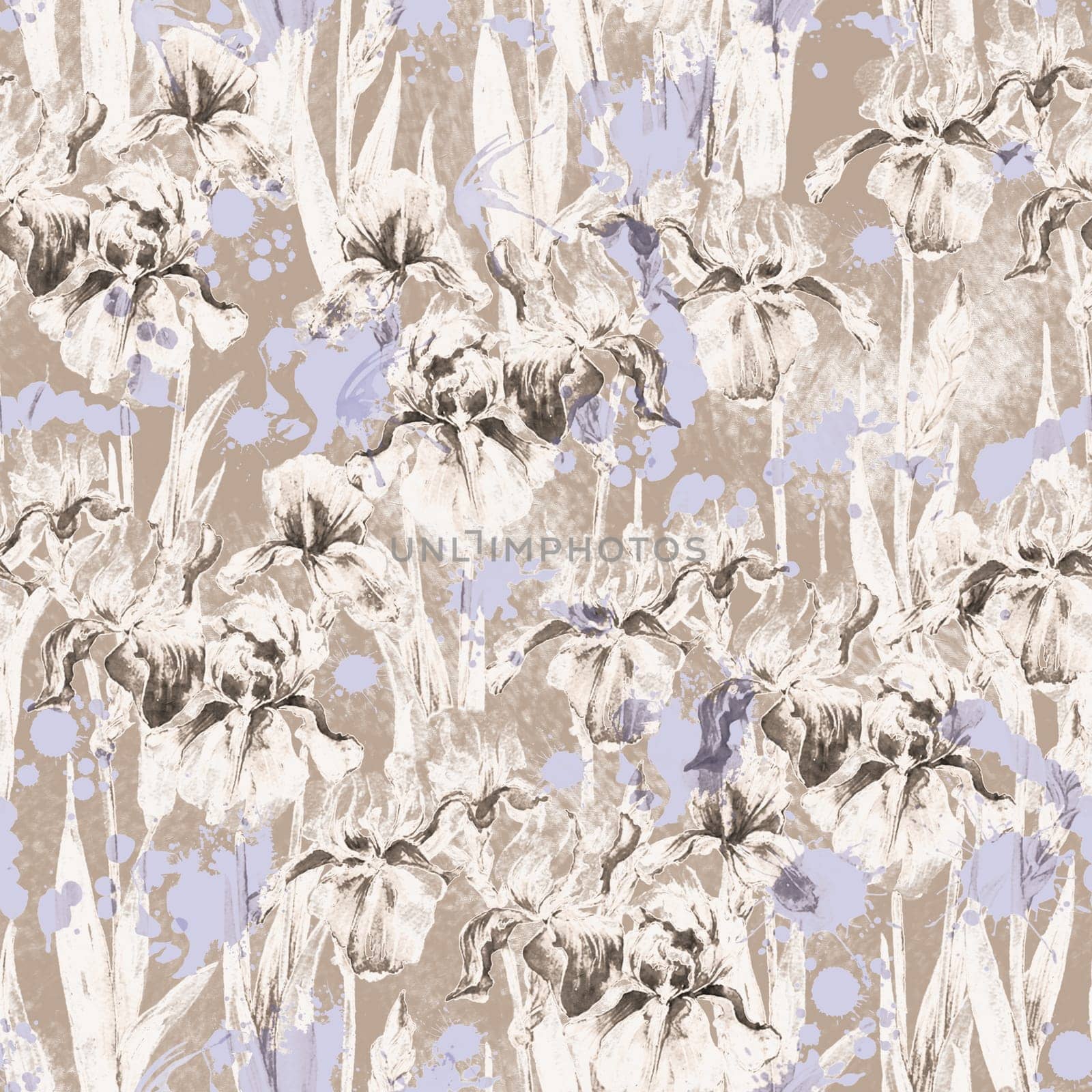 Seamless pattern with watercolor flowers. Hand drawn illustration.