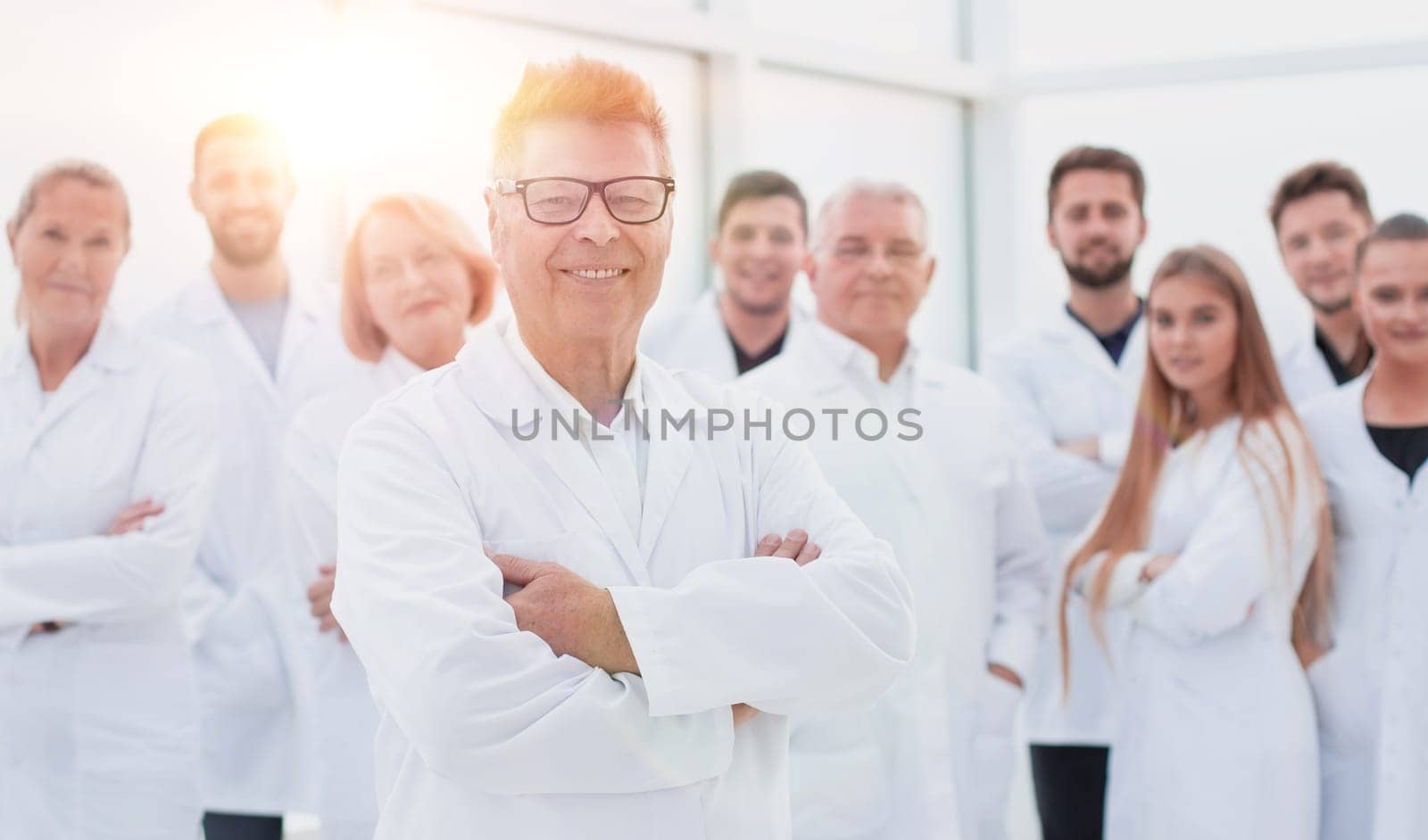 group of medical researchers standing together. concept of health protection.