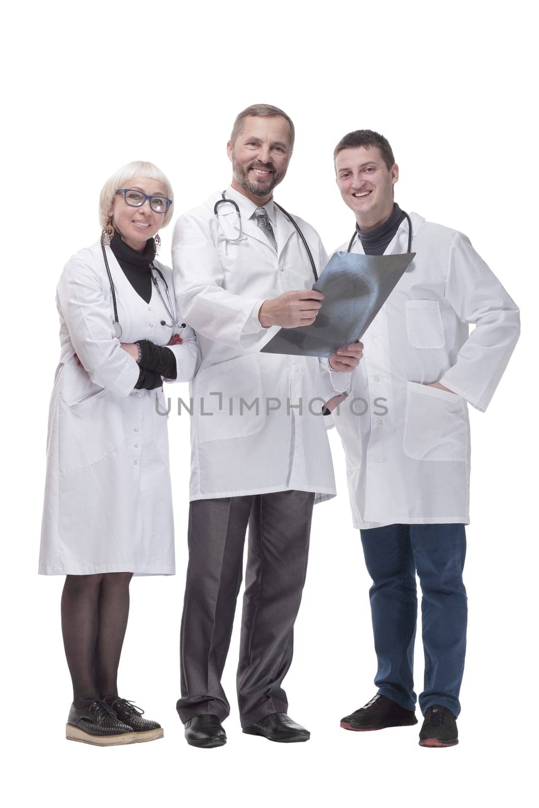 in full growth. group of qualified medical colleagues. isolated on a white background.