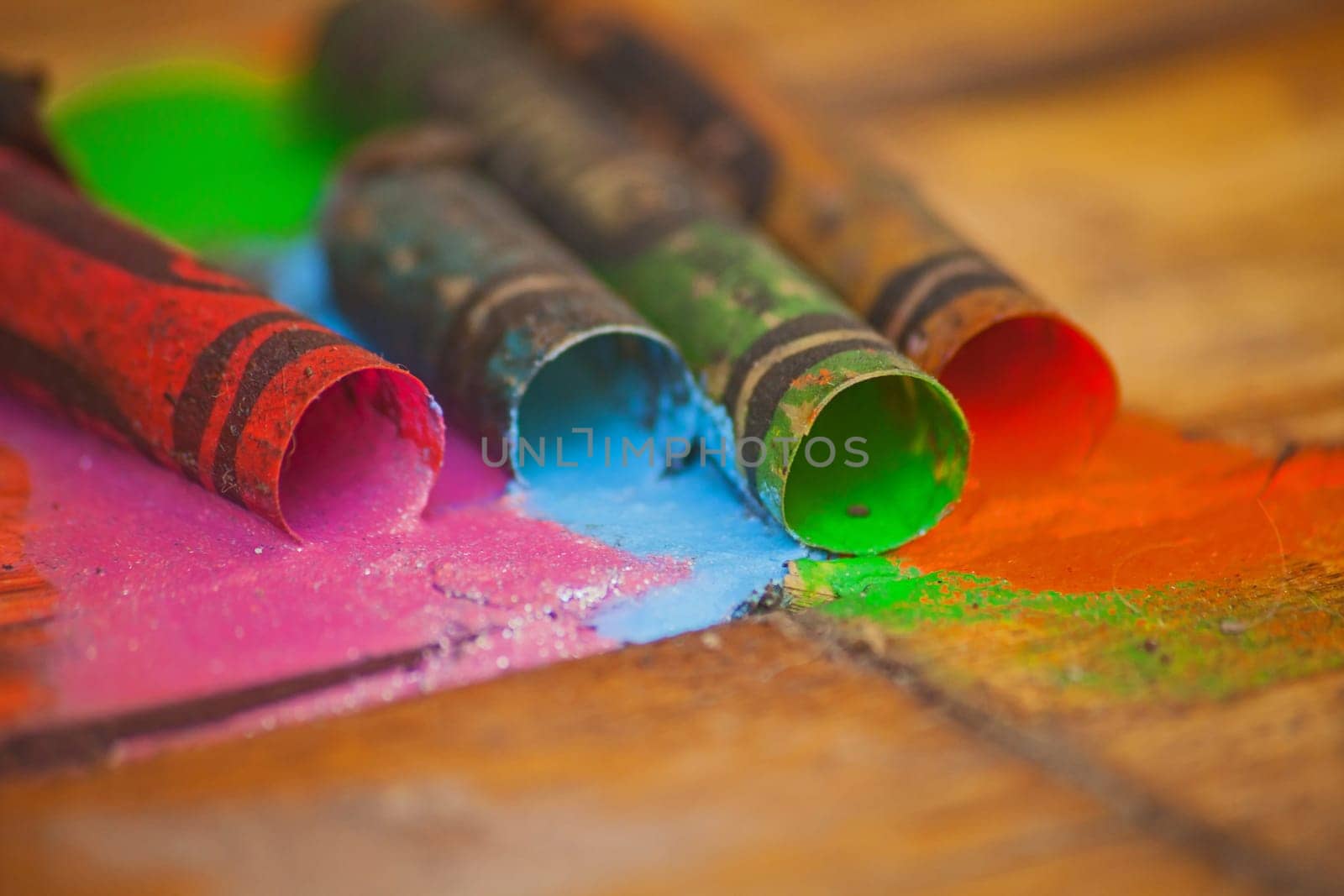 Wax cryaons melted by the sun during a summer heatwave.