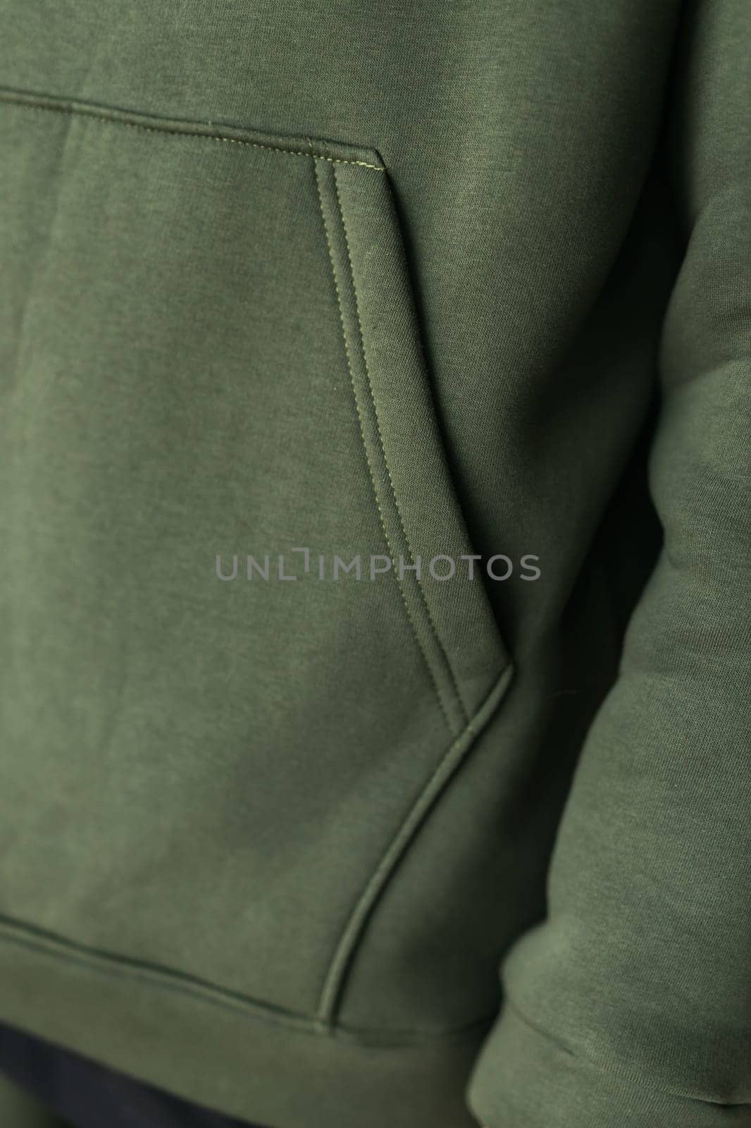 Close up of detail sweatshirt or hoodie - fabric and tailoring clothes design