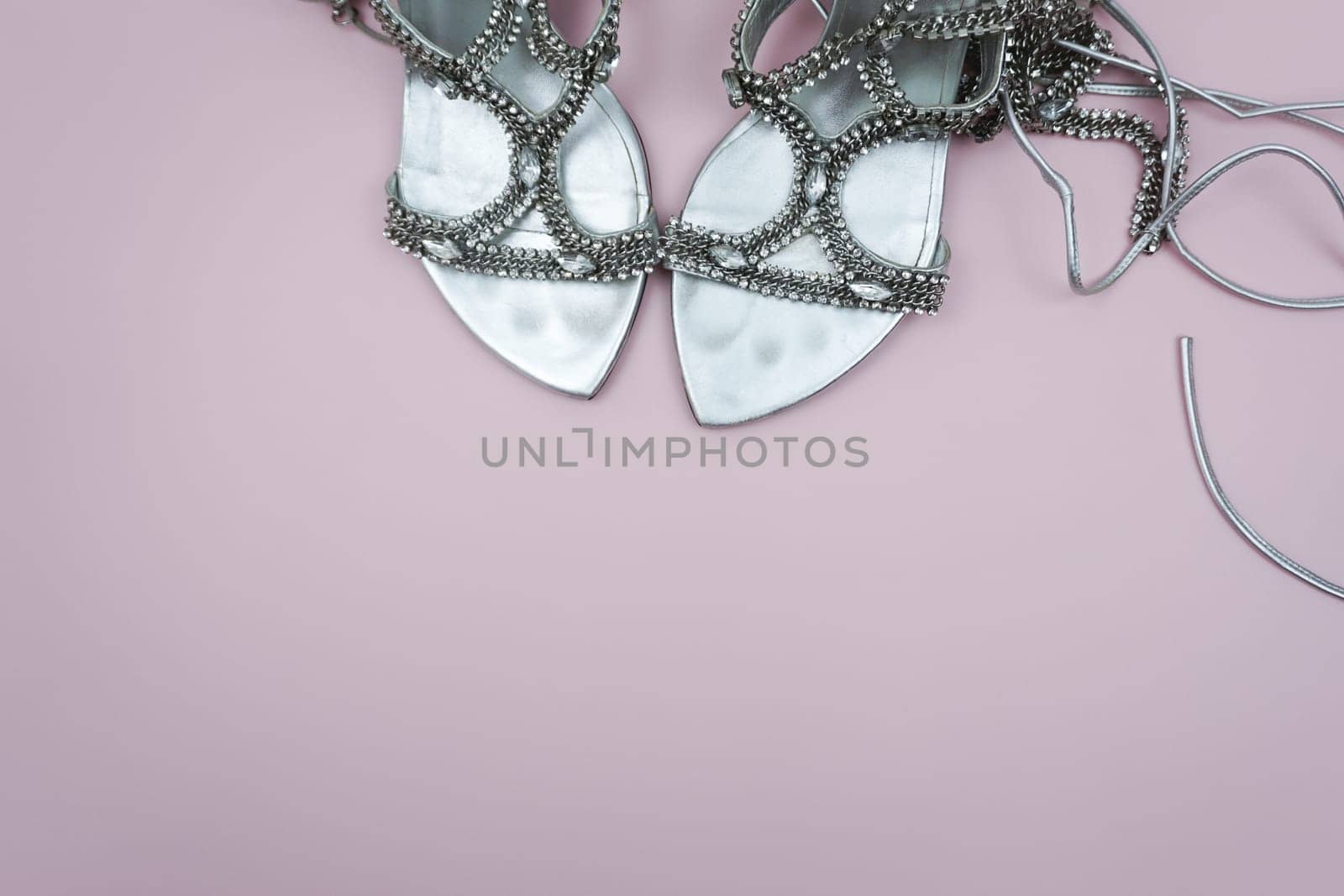 Vintage wedding women's high-heeled shoes decorated with rhinestones. by Spirina