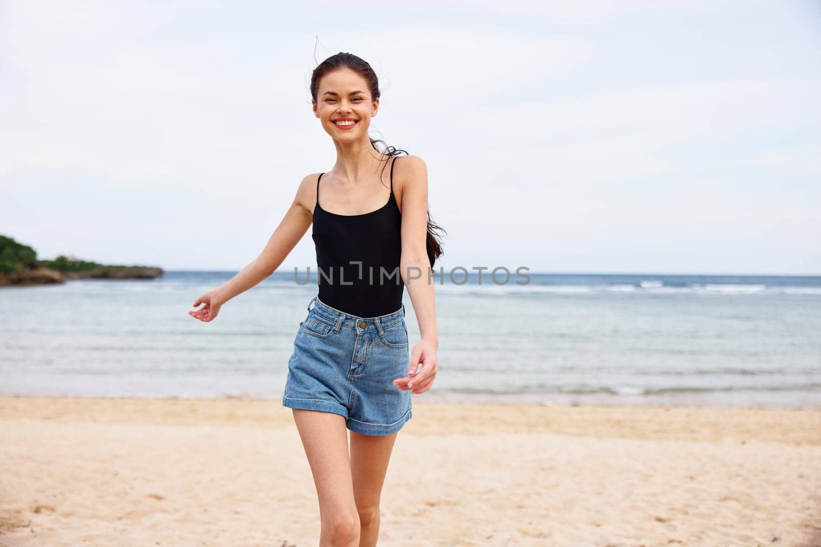 summer woman travel sand sexy smile carefree freedom running lifestyle wave copy nature sunset sea long hair space beauty hair beautiful young beach
