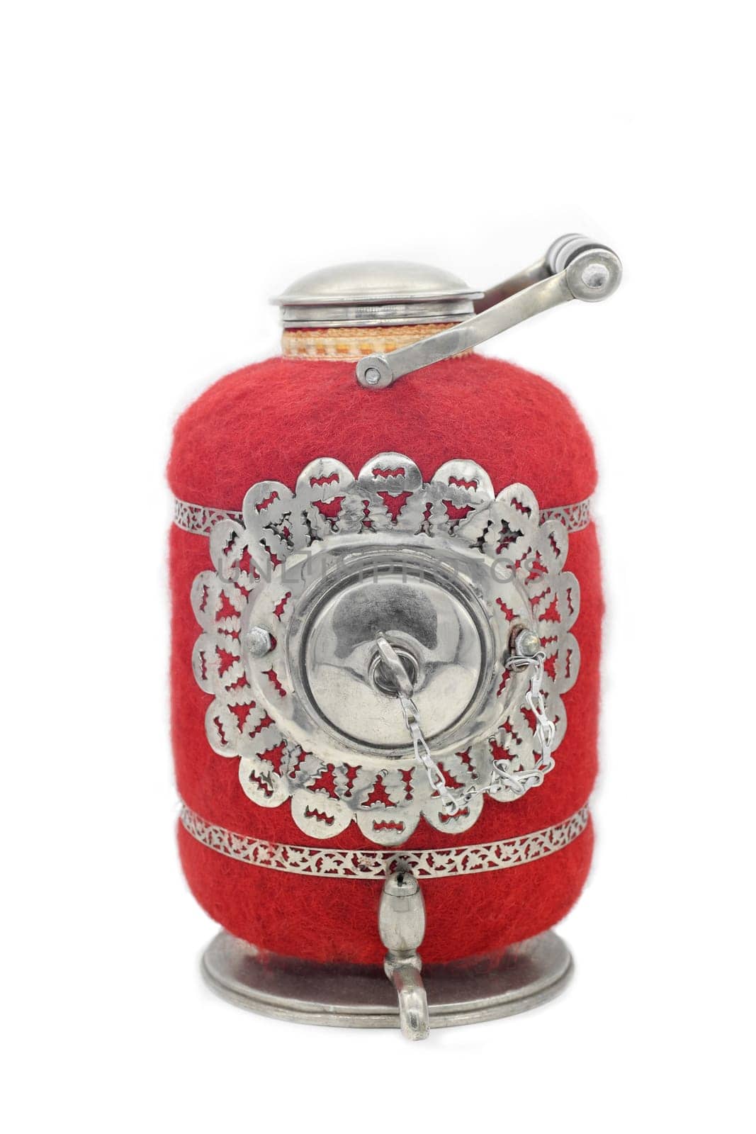 Samovar with a red felt isolated on a white background