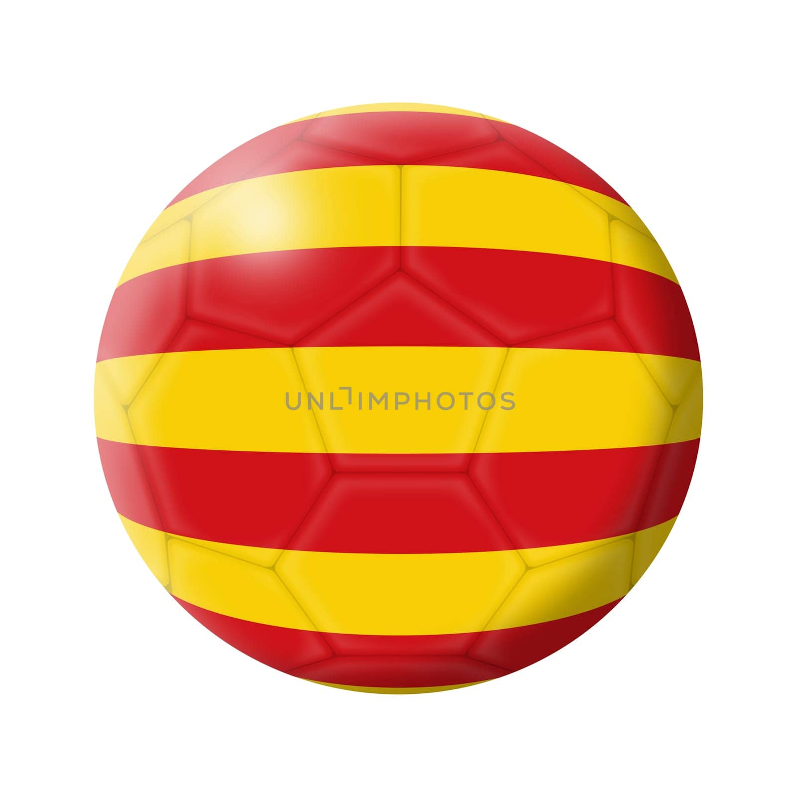 A Catalonia soccer ball football 3d illustration isolated on white with clipping path