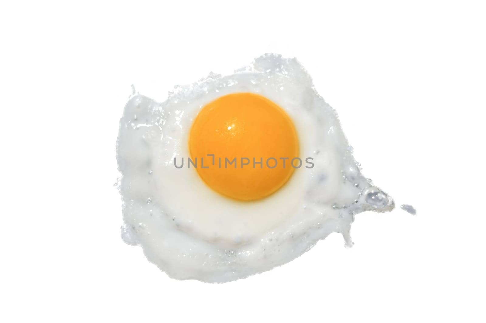 Fried egg isolated on white background. Top view.