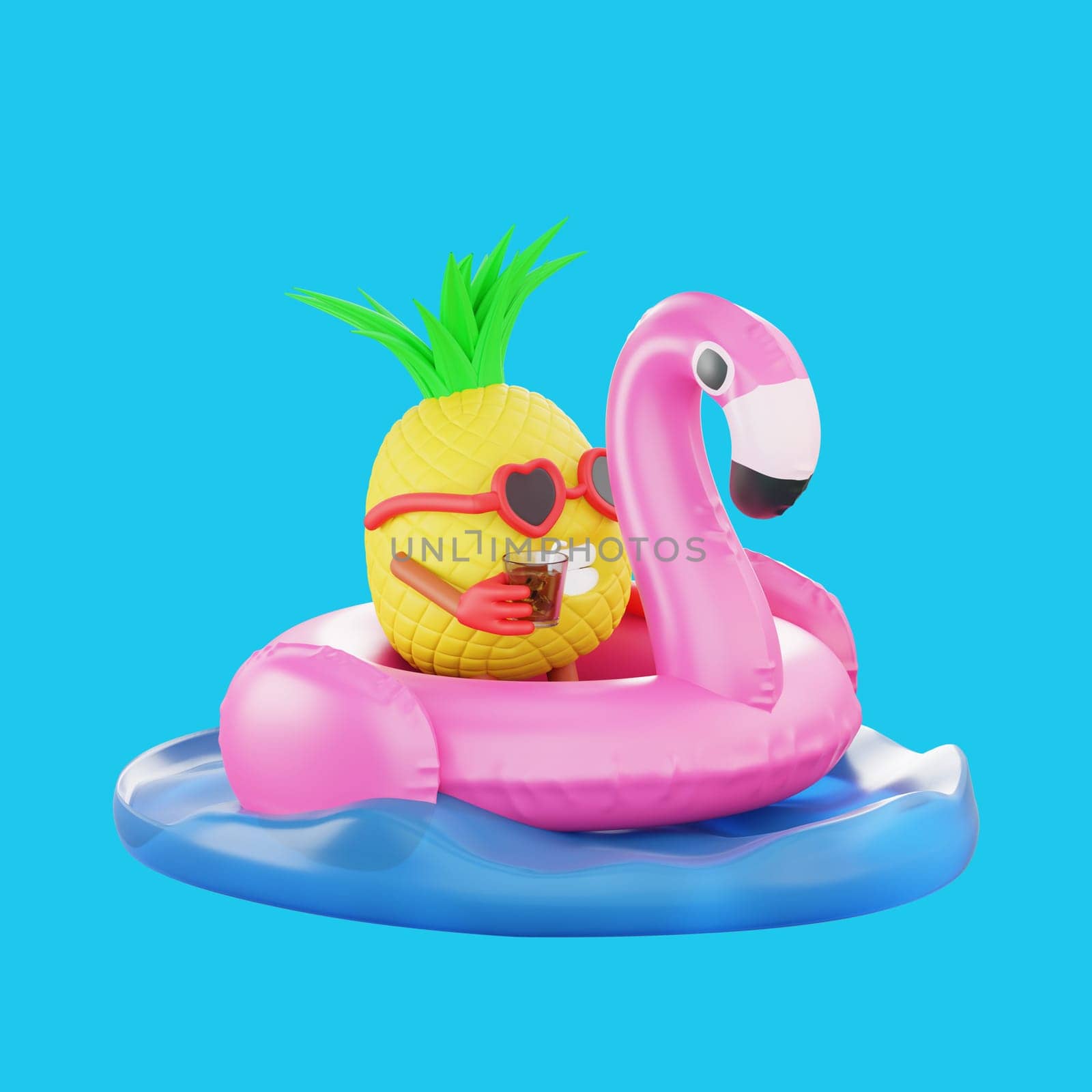 3D render design of a cute pineapple character for summer vacation by Rahmat_Djayusman