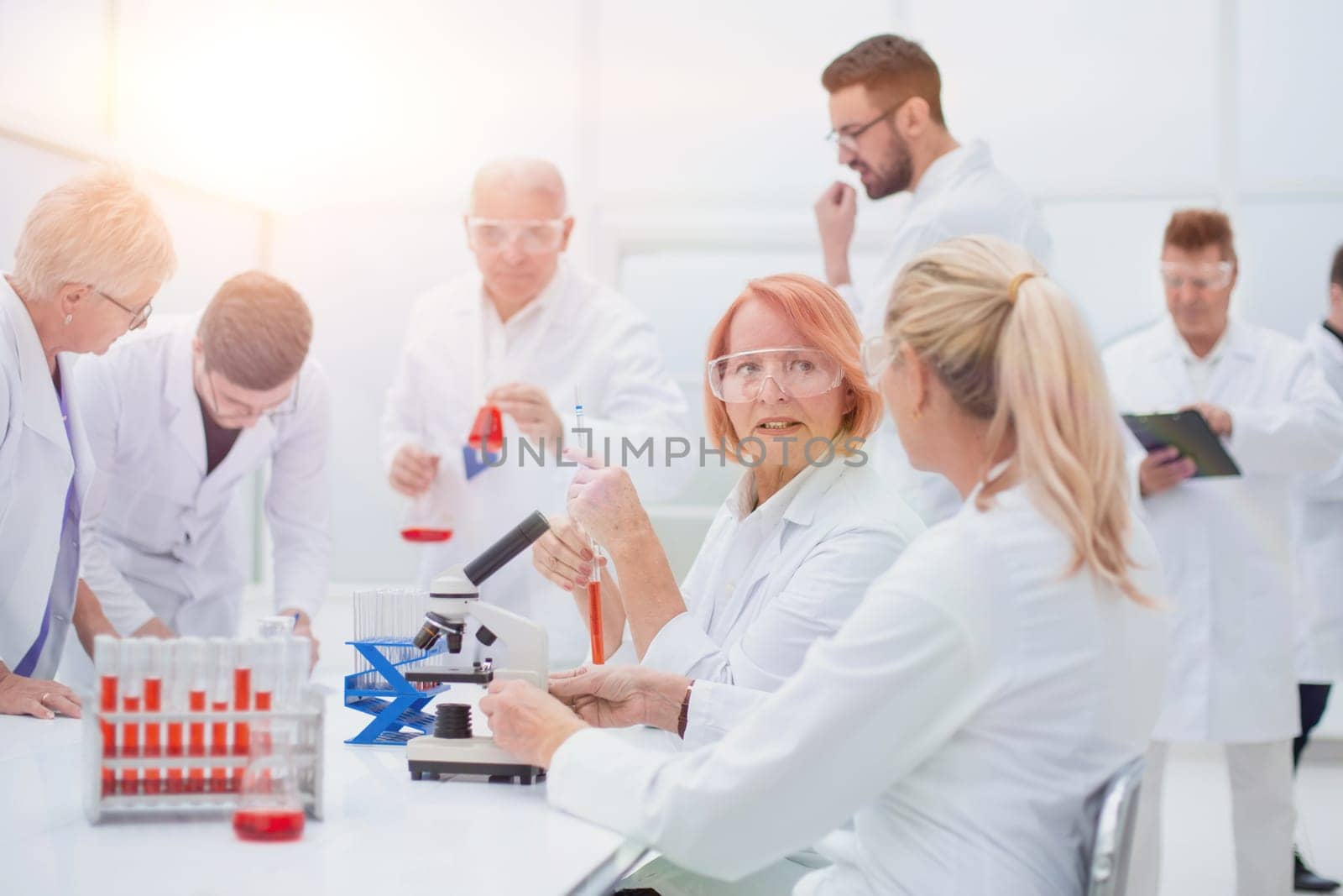 close up. group of doctors and scientists work in the laboratory.