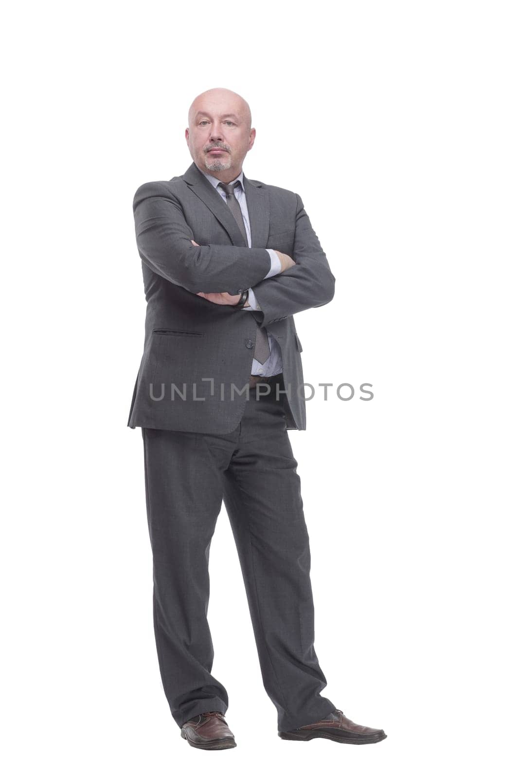 full-length. Mature business man .isolated on a white background.