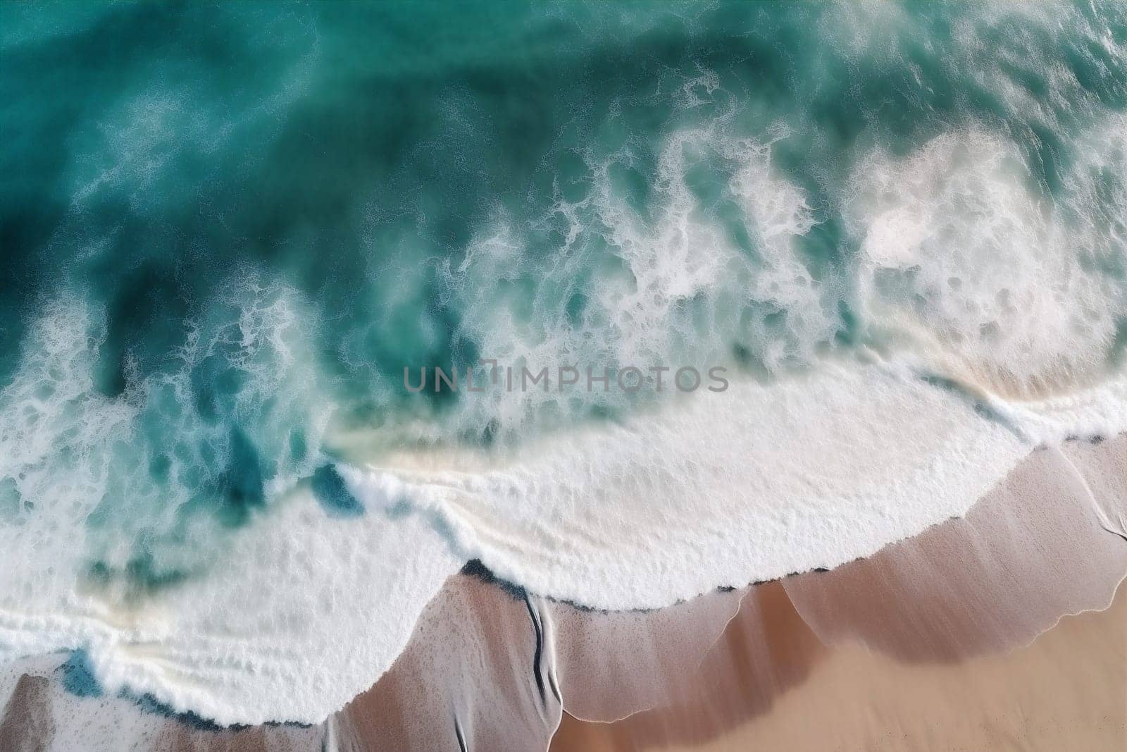 shore exotic beach water wave coast sea view beautiful nature vacation ocean sand surfing summer turquoise tourism sandy paradise seascape. Generative AI.