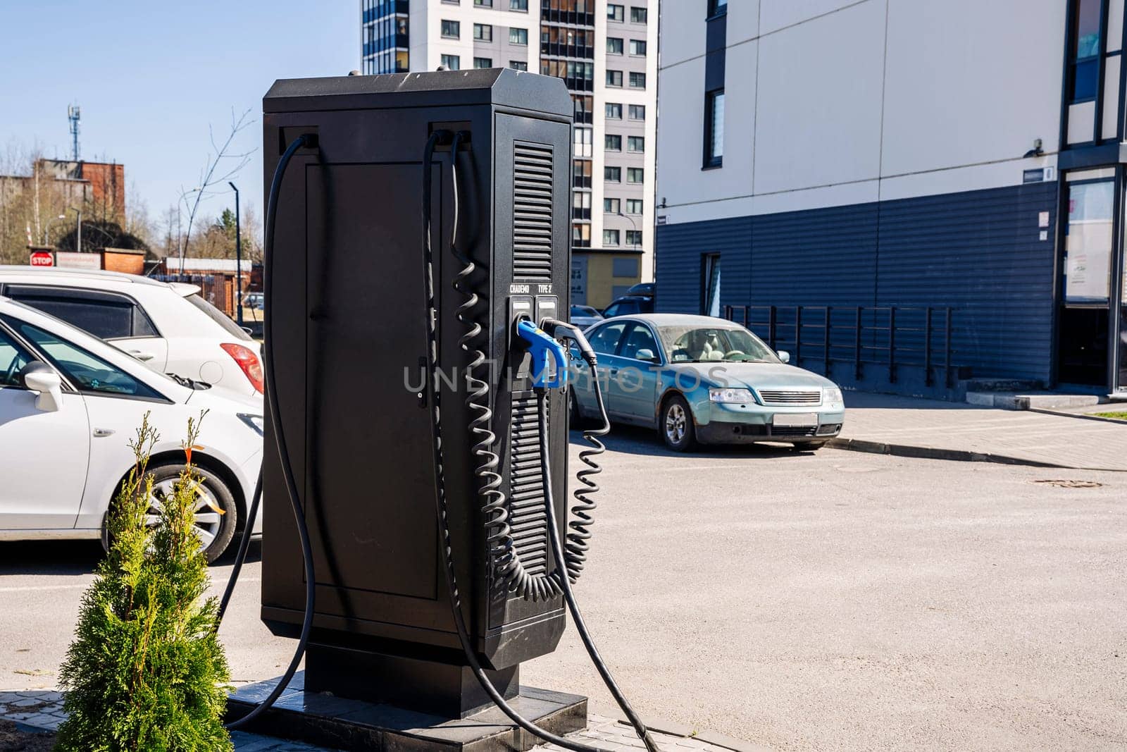 Electric vehicle Charging station . plug-in power cable. by audiznam2609