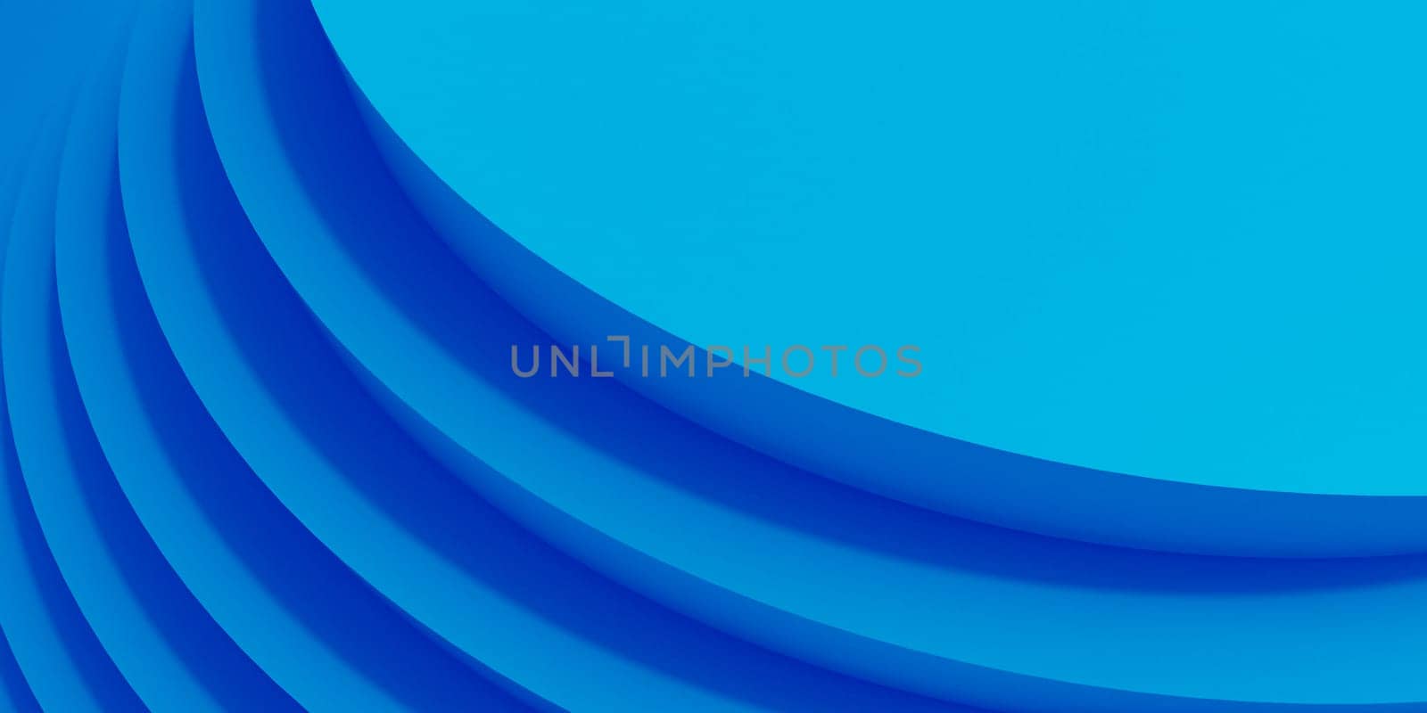 Blue stairs circles abstract background. 3D rendering.