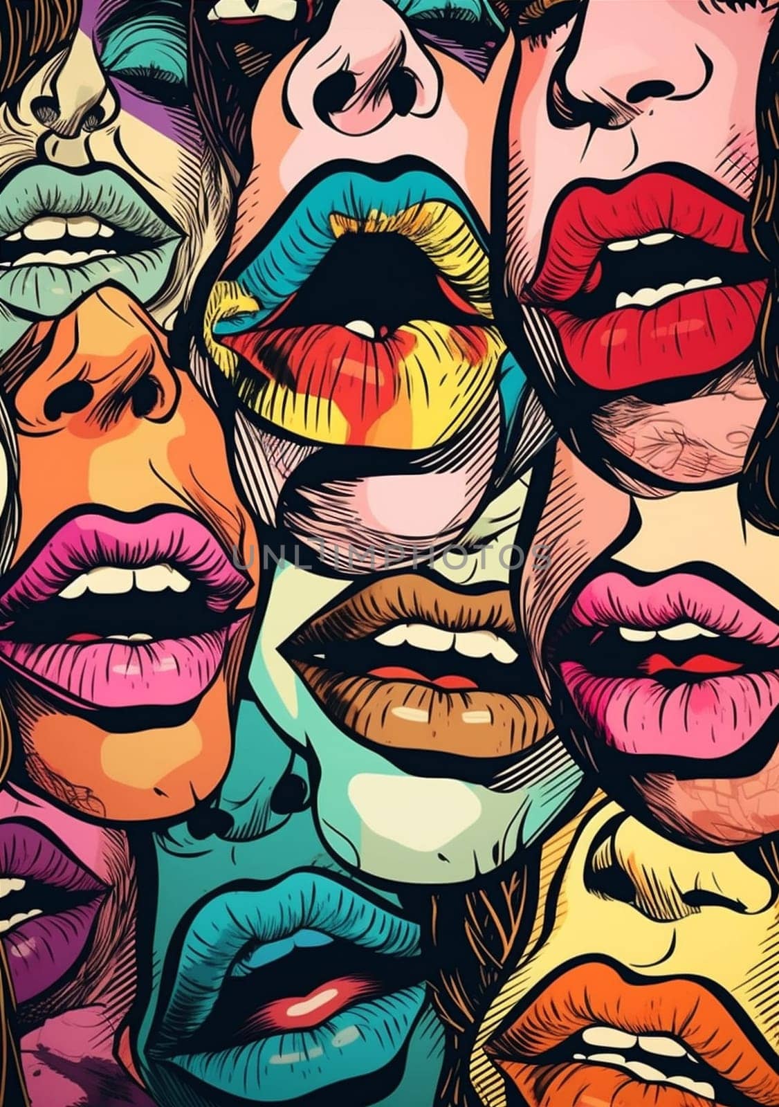 lipstick woman lips art illustration female kiss passion abstract poster mouth. Generative AI. by SHOTPRIME