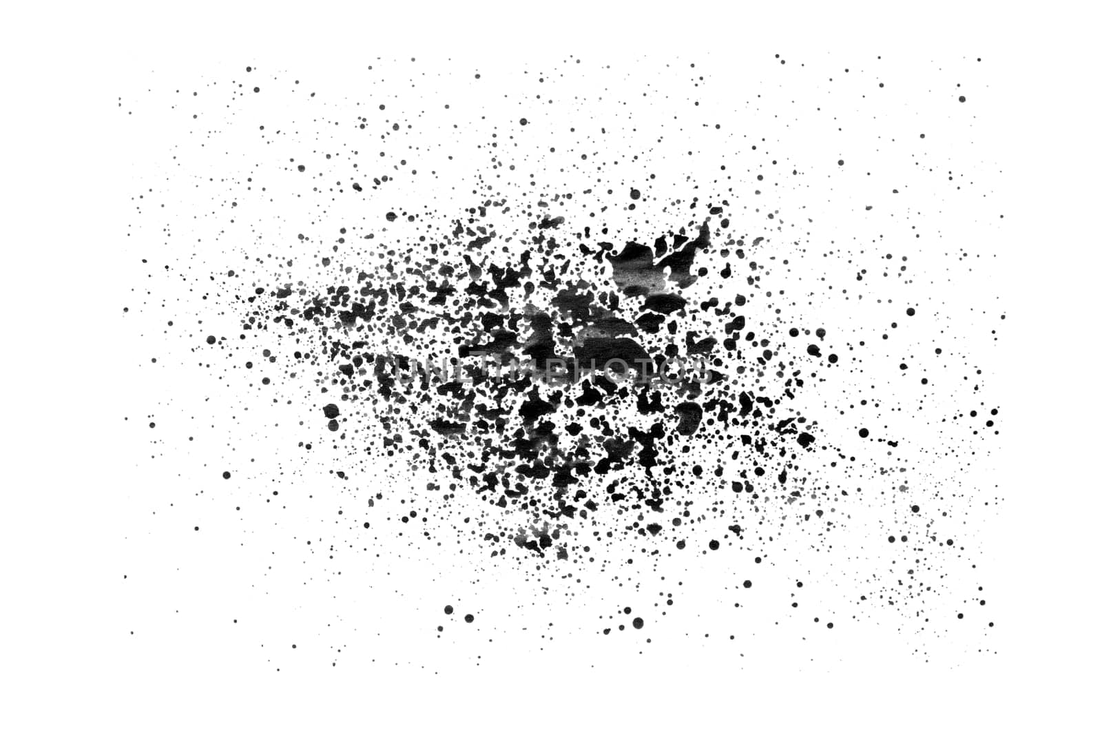 Splatter of black paint isolated on a white background. Stock photo.