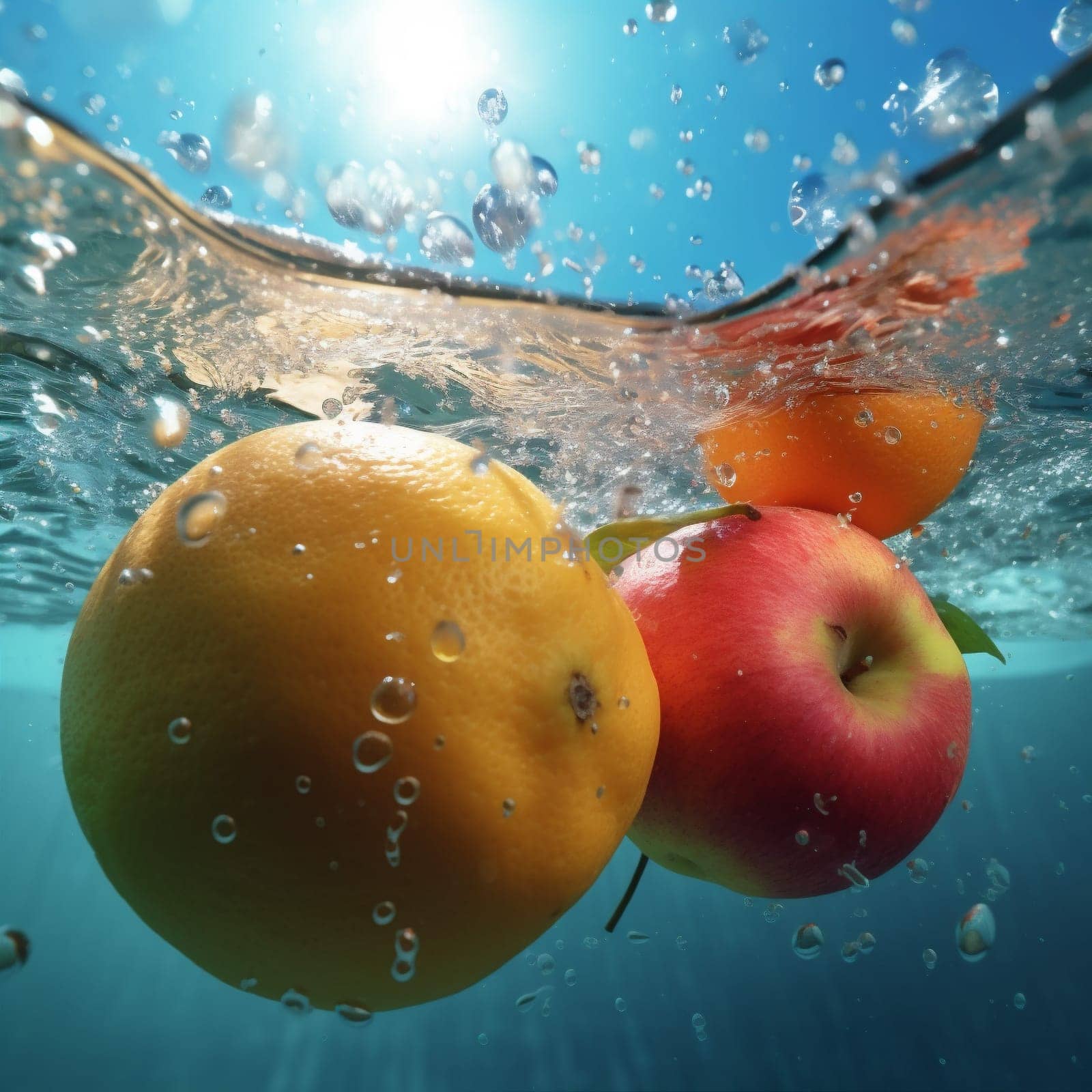 strawberry vitamin green background food healthy water drop fruit fresh black. Generative AI. by SHOTPRIME